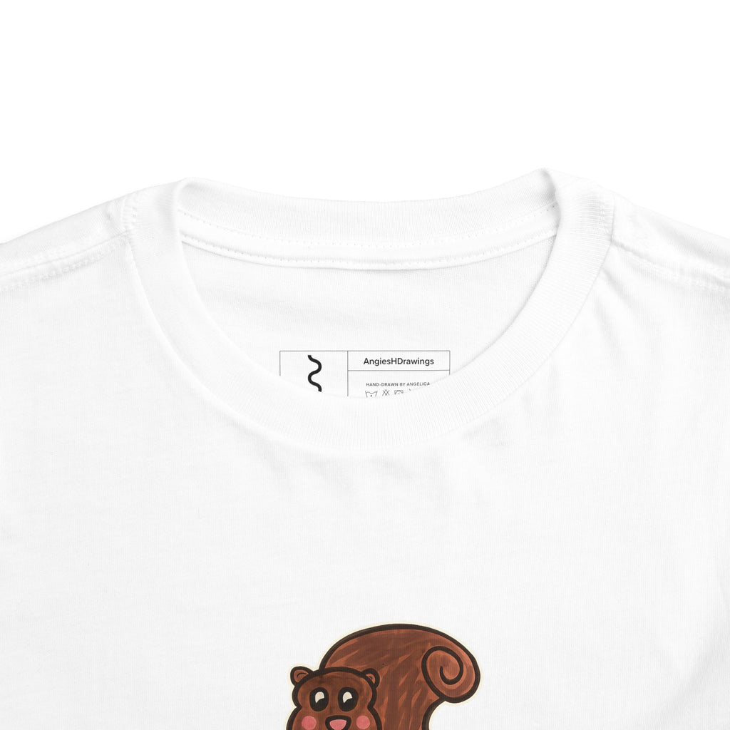 Hand-Drawn Cute Cartoon Squirrel Toddler Tee | Woodland Animal Kids Shirt