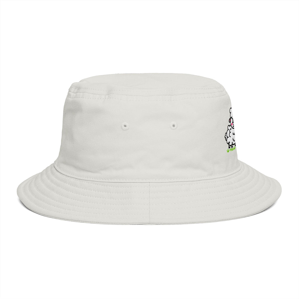 Hand-Drawn Cute Fluffy Sheep Family Bucket Hat | Cartoon Lambs, Pastel Meadow Design