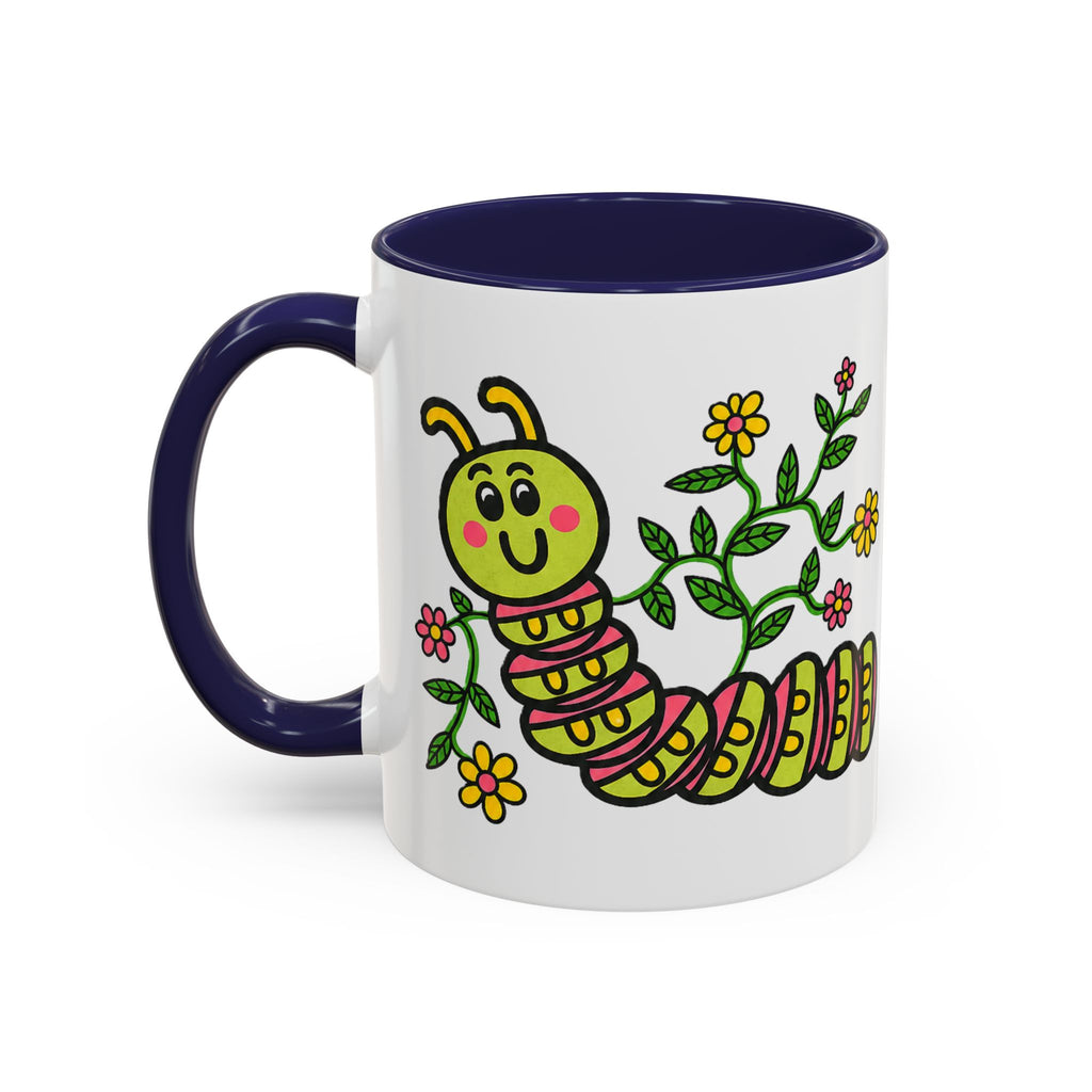 Hand-Drawn Cute Caterpillar Floral Illustration Coffee Mug | Accent Mug
