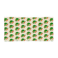 Hand-Drawn Smiling Broccoli, Corn, and Carrot Pattern Beach Towel | Green Veggie Repeat Print