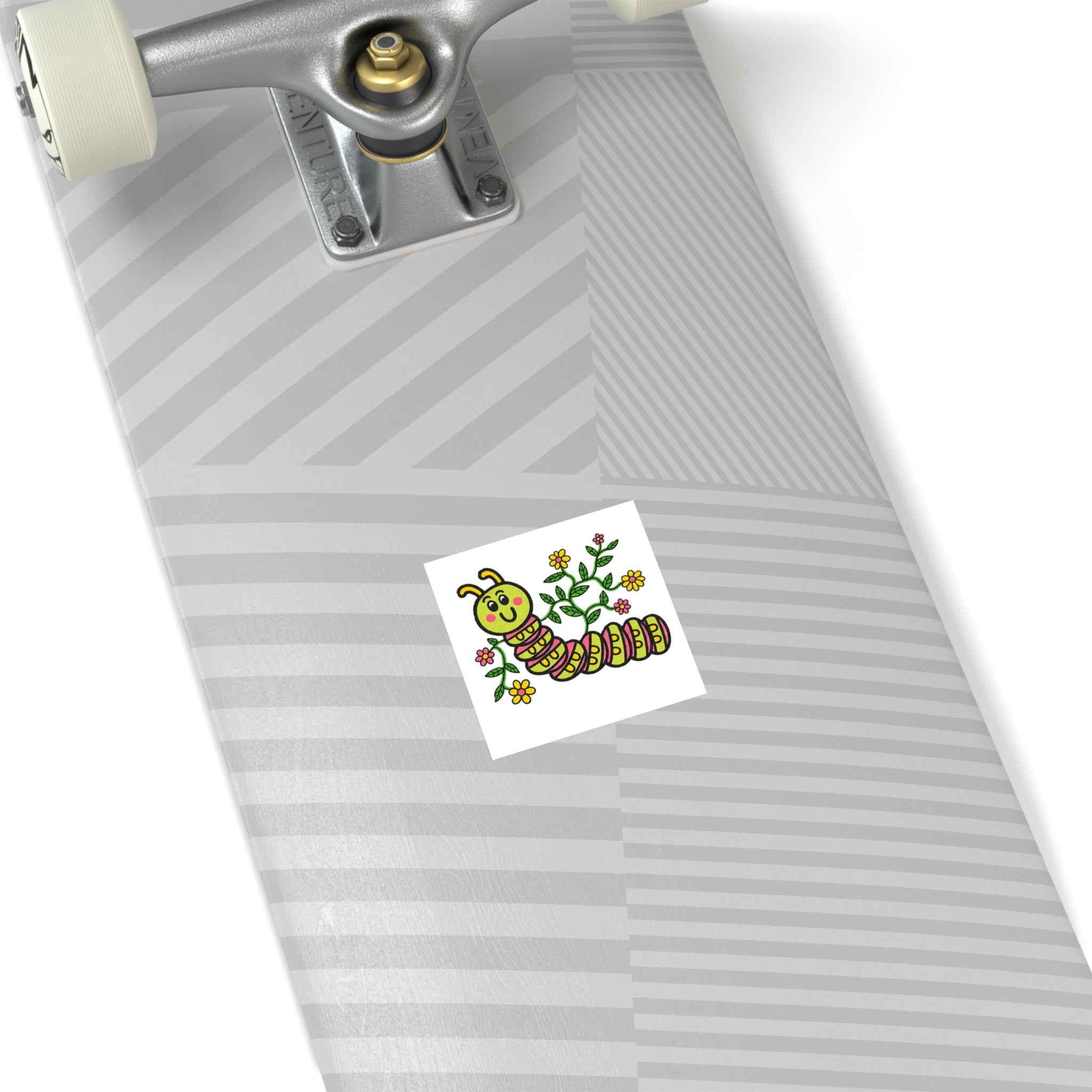 Hand-Drawn Cute Caterpillar with Flowers Sticker