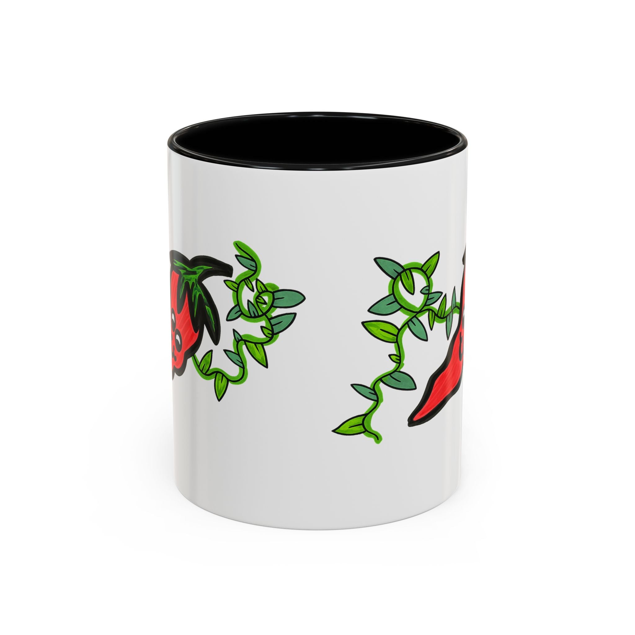 Hand-Drawn Cute Chili Pepper Vine Coffee Mug | Hot Veggie Accent Mug