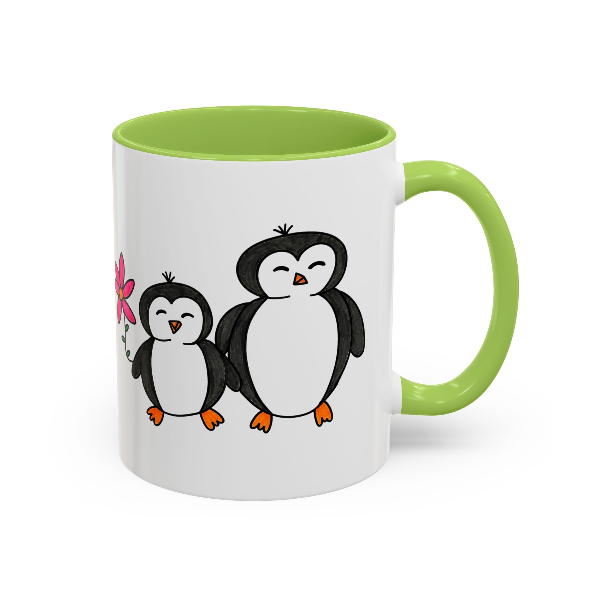 Hand-Drawn Cute Penguin Family Mug | Accent Coffee Mug