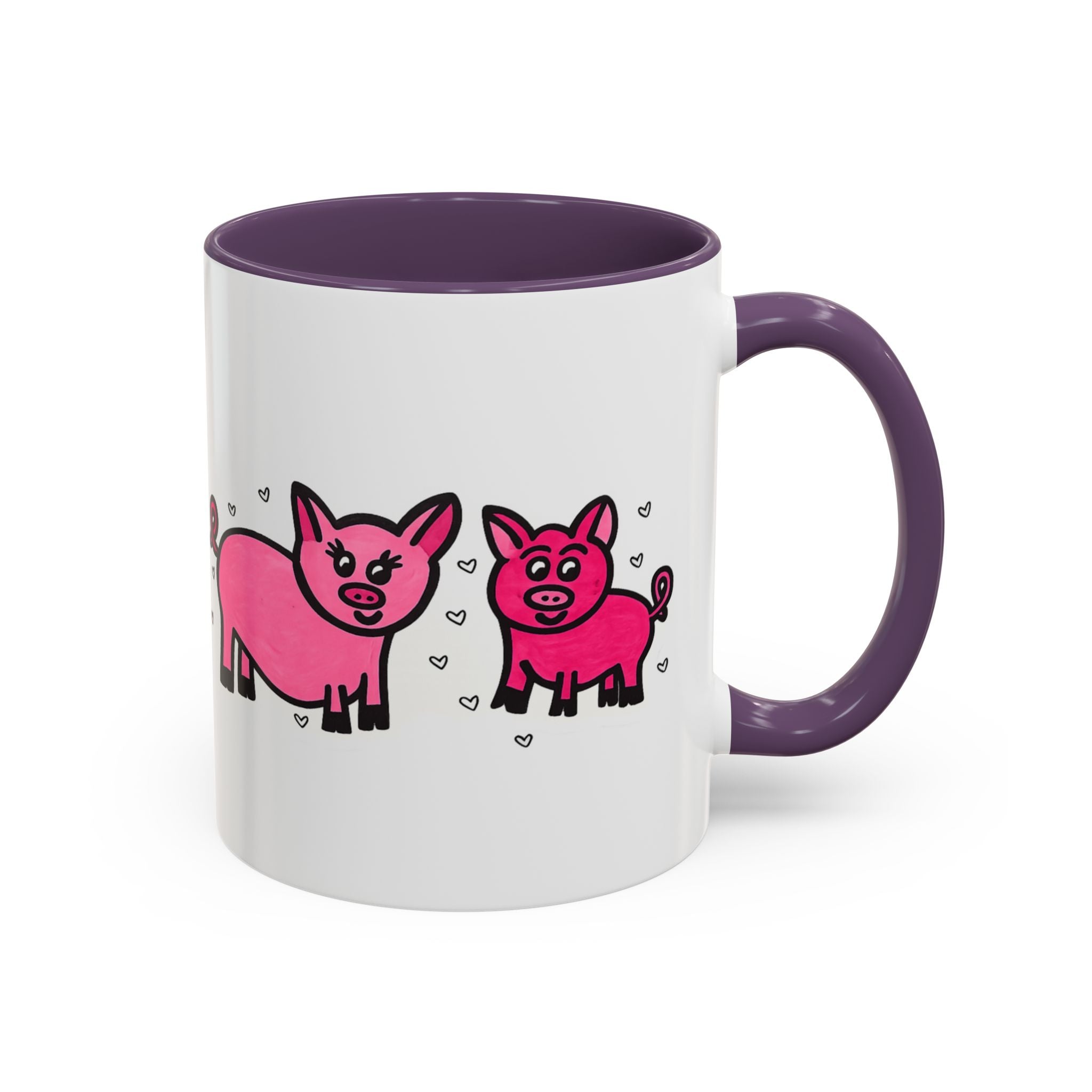 Hand-Drawn Pink Pig Pattern Mug | Accent Coffee Mug 11oz 15oz