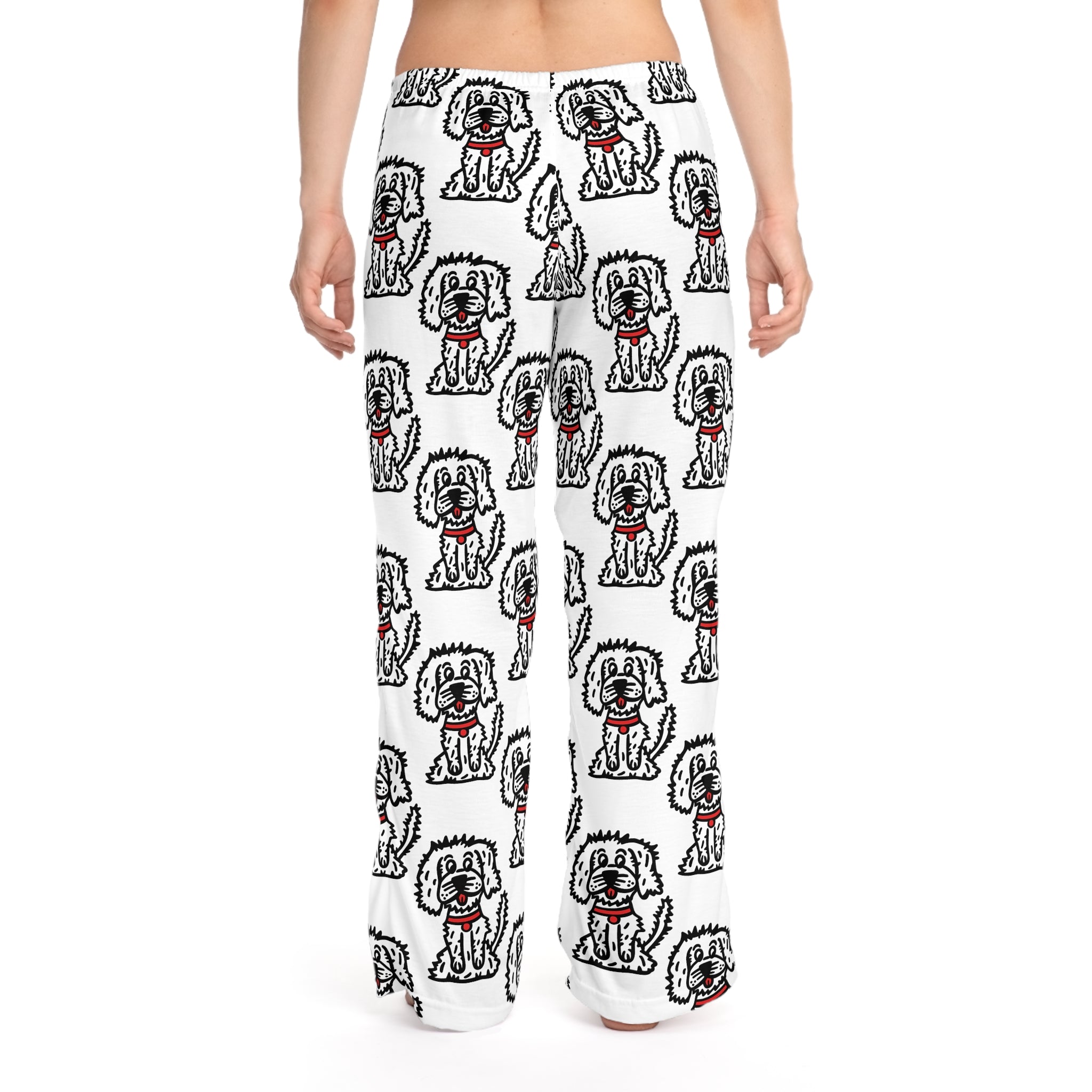 Hand-Drawn Puppy Pattern Pajama Pants | Cute Dog All-Over Print