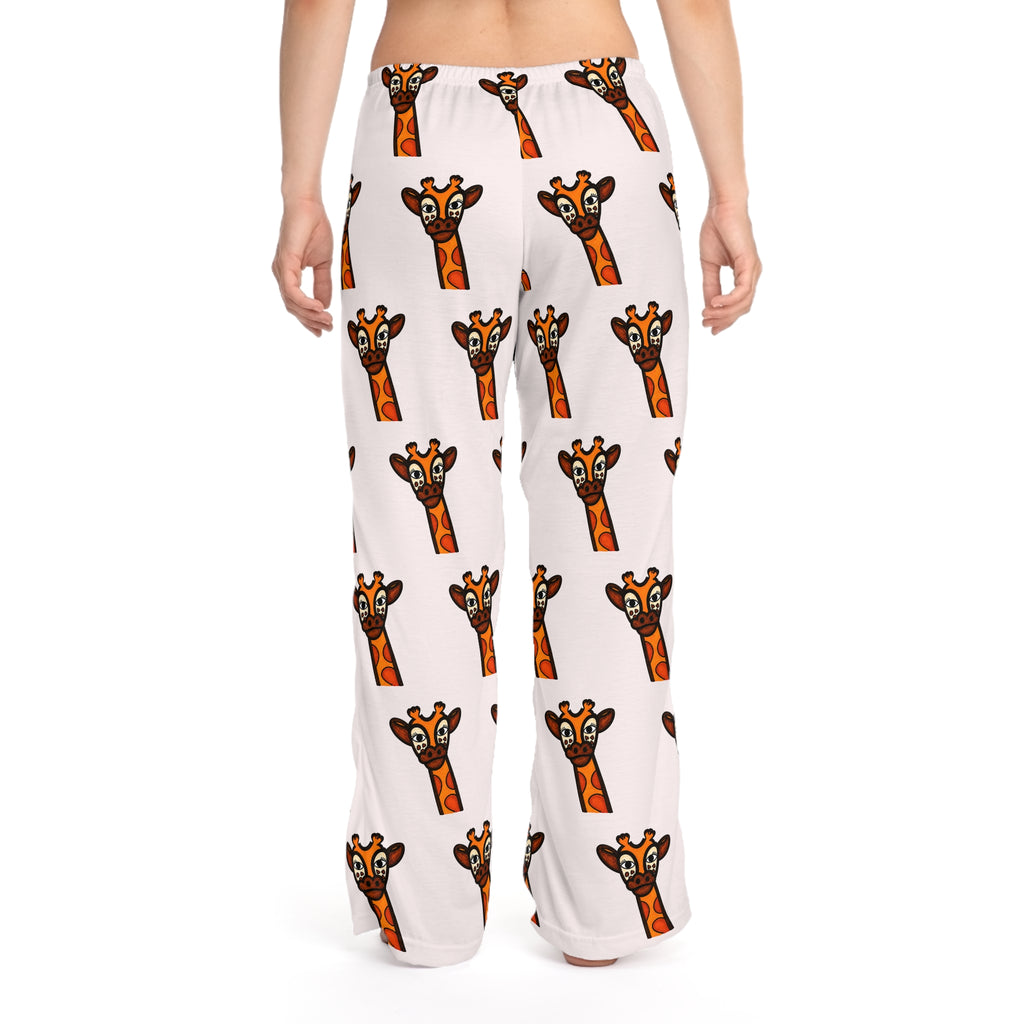 Hand-Drawn Cute Giraffe Face Print Pajama Pants | Women's Lounge Sleepwear
