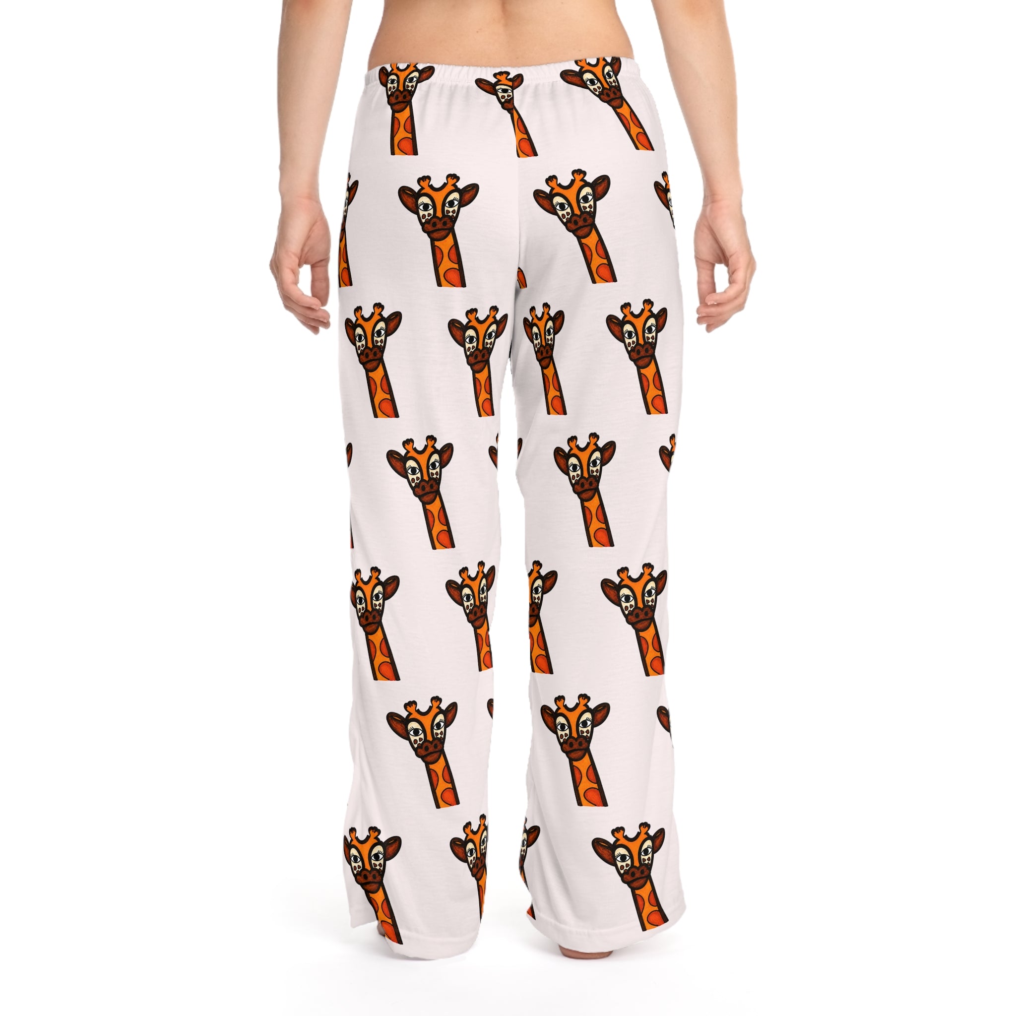 Hand-Drawn Cute Giraffe Face Print Pajama Pants | Women's Lounge Sleepwear