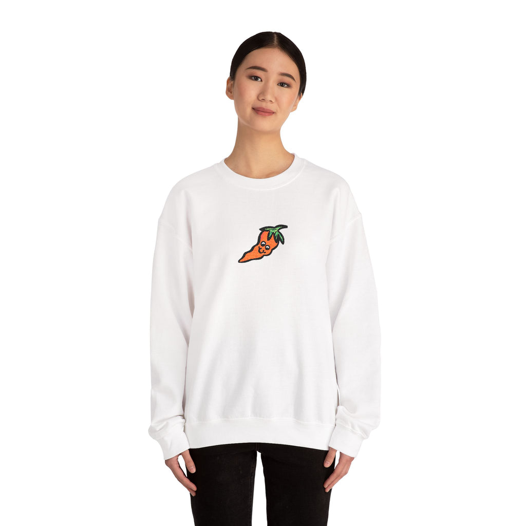 Hand-Drawn Cute Chili Pepper Sweatshirt | Small Embroidered Hot Veggie Graphic