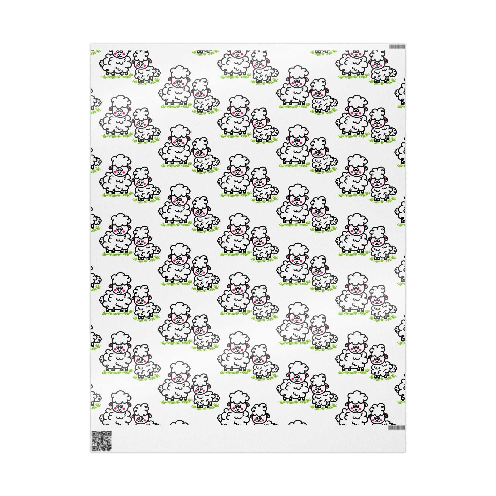 Hand-Drawn Cute Cartoon Sheep Pattern Wrapping Paper | Nursery Animal Gift Wrap