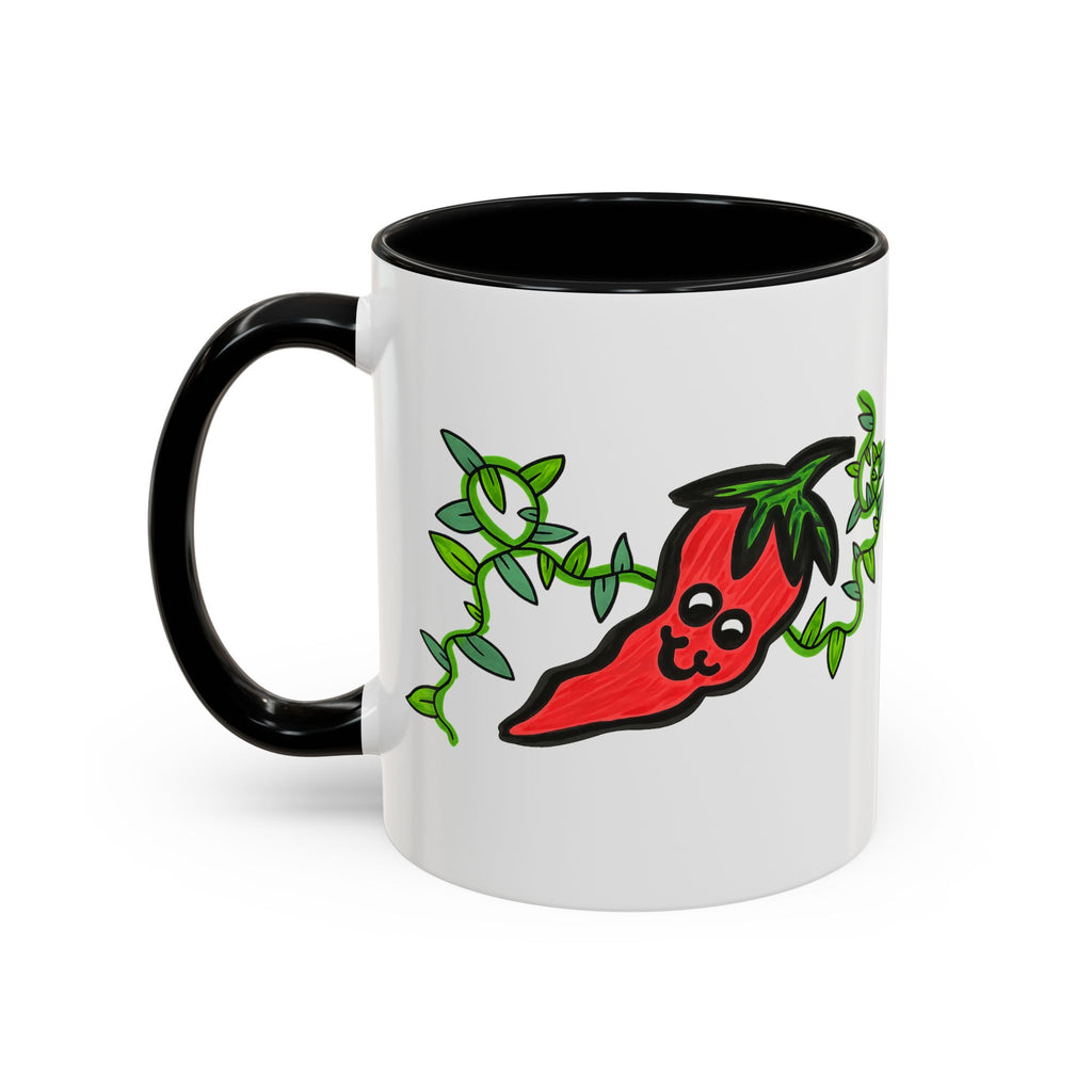 Hand-Drawn Cute Chili Pepper Vine Coffee Mug | Hot Veggie Accent Mug