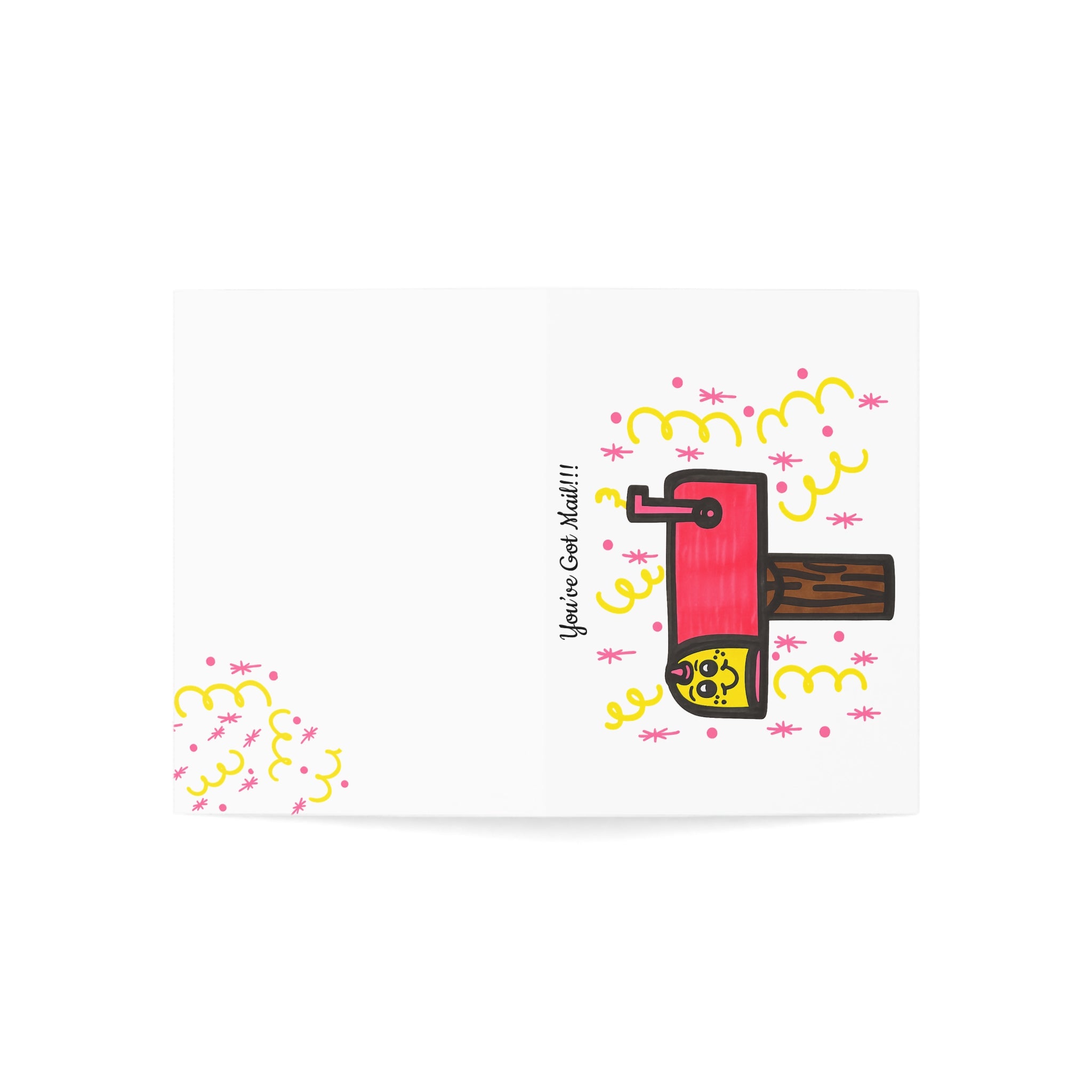 Hand-Drawn Mailbox Surprise Greeting Card | Cheerful Mailbox Illustration, Blank Inside