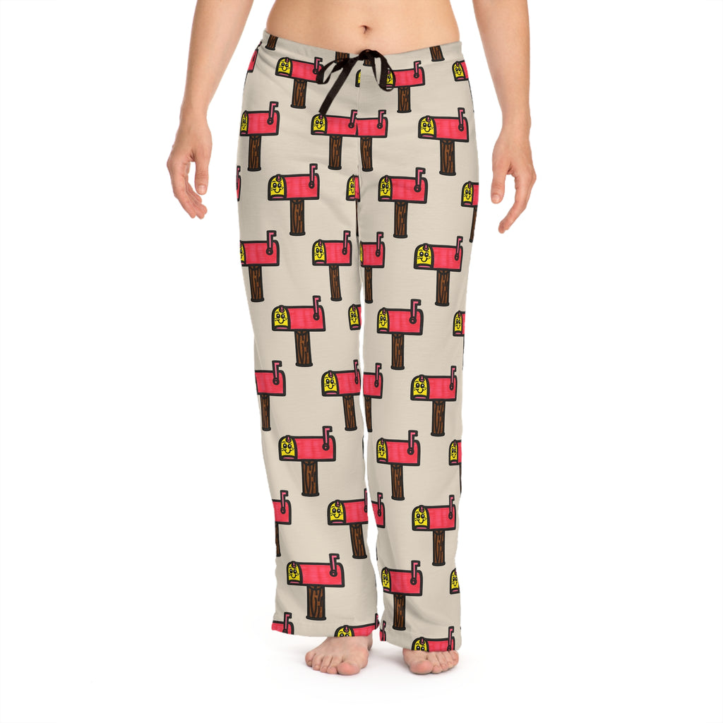 Hand-Drawn Retro Mailbox Pattern Pajama Pants | All-Over Print