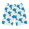 Hand-Drawn Cartoon Blue Dolphin Board Shorts | All-Over Print Swim Trunks