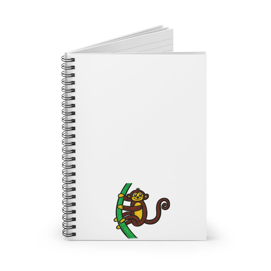 Hand-Drawn Cute Climbing Monkey Spiral Notebook | Ruled Journal