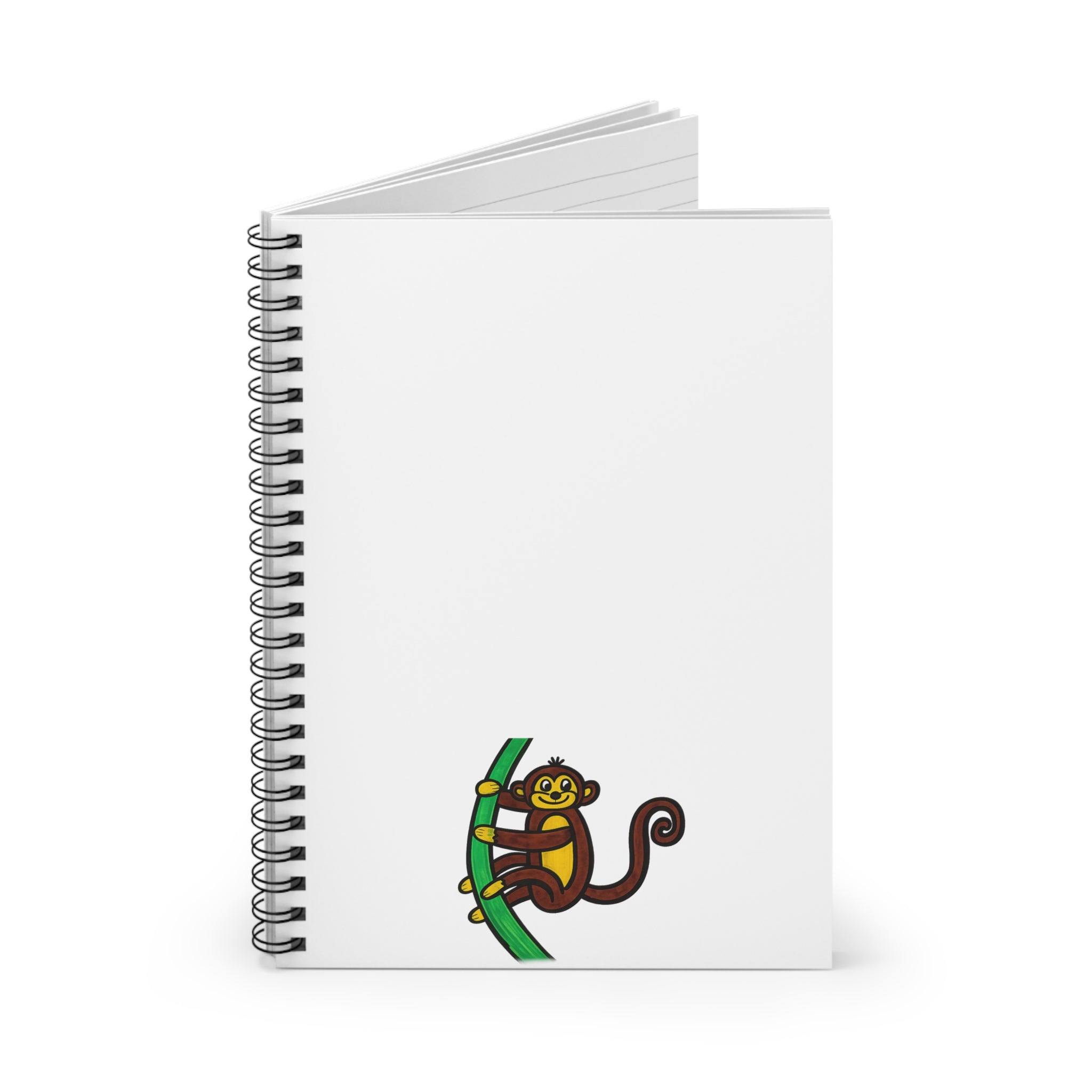 Hand-Drawn Cute Climbing Monkey Spiral Notebook | Ruled Journal