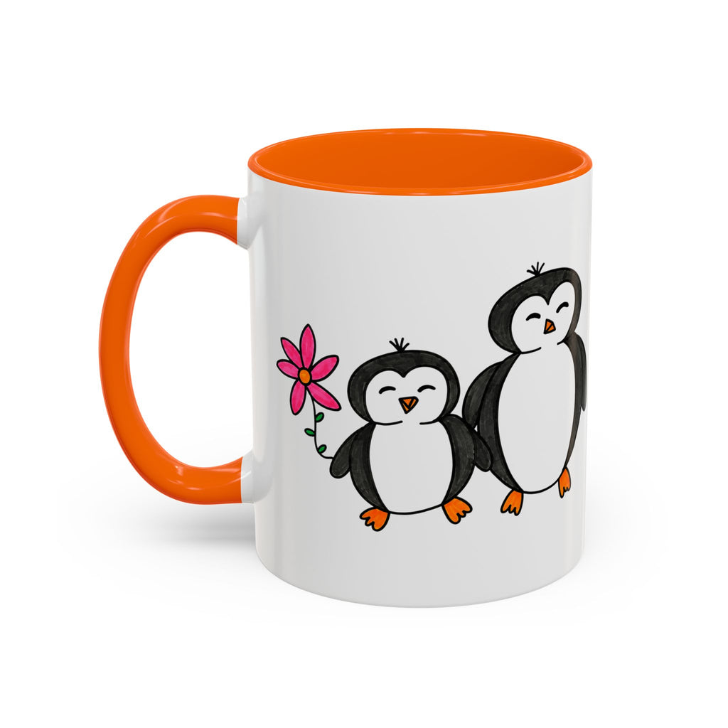 Hand-Drawn Cute Penguin Family Mug | Accent Coffee Mug