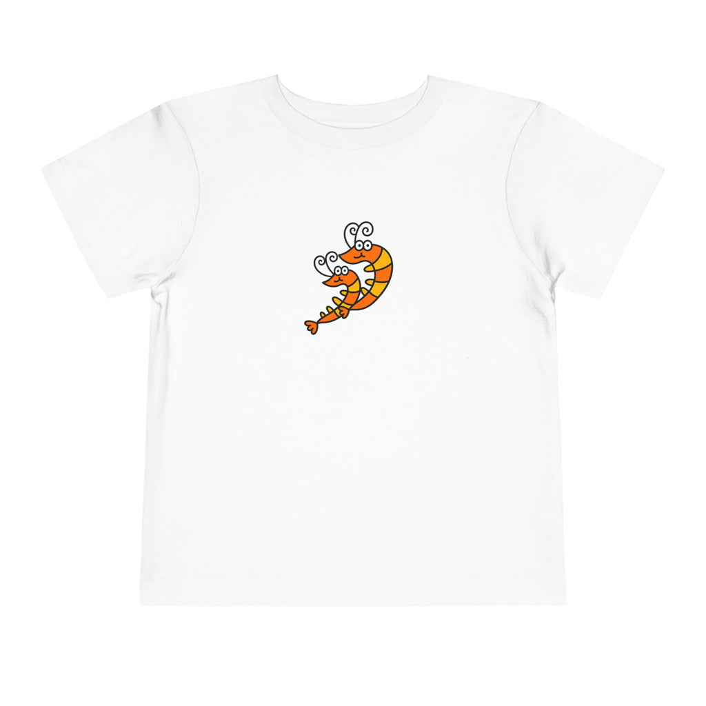 Hand-Drawn Smiling Cartoon Shrimp Toddler Tee | Cute Sea Creature Shirt