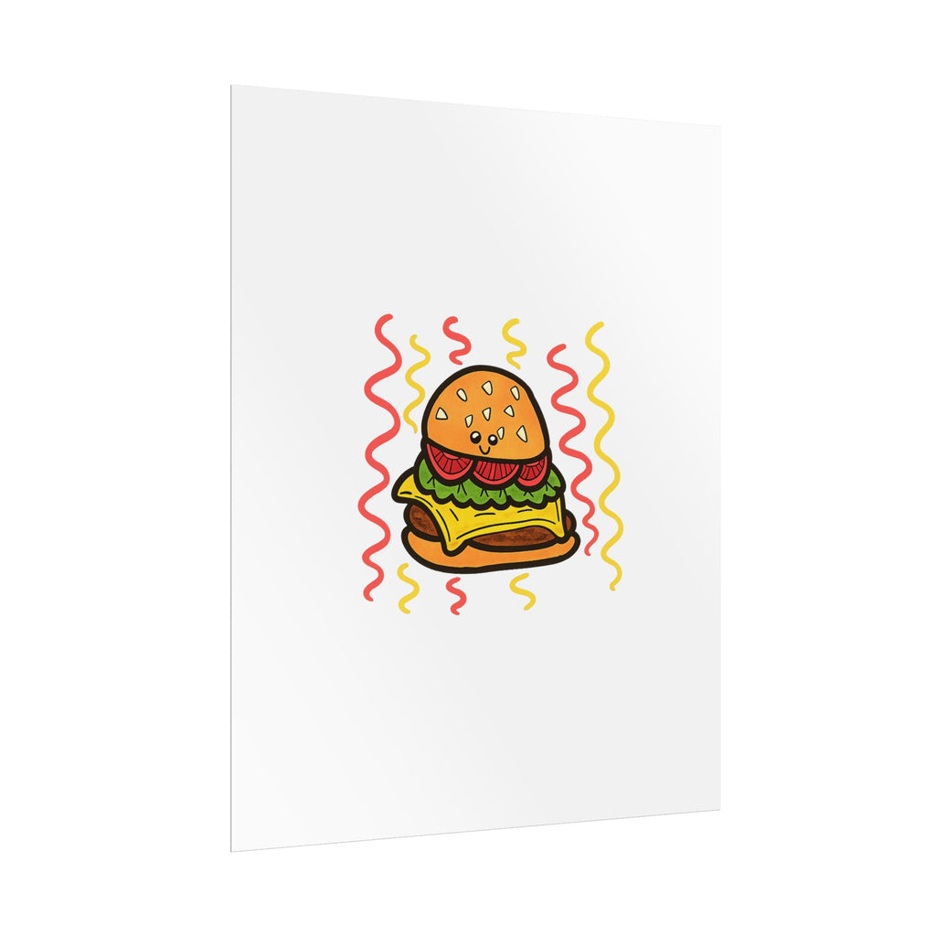 Hand-Drawn Cheeseburger Illustration Poster | Rolled Posters, Cute Food Art