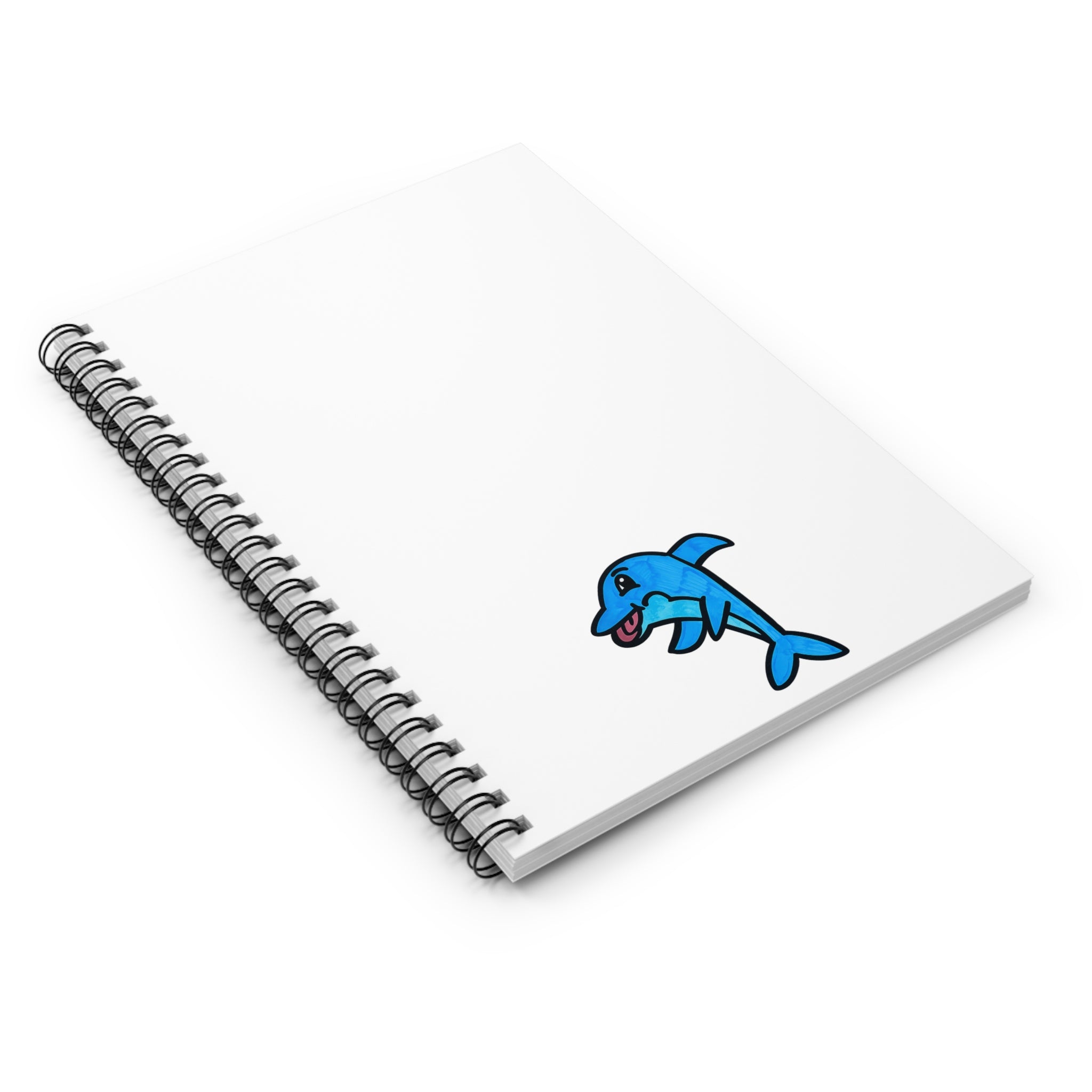Hand-Drawn Cute Blue Dolphin Spiral Notebook | Ruled Line
