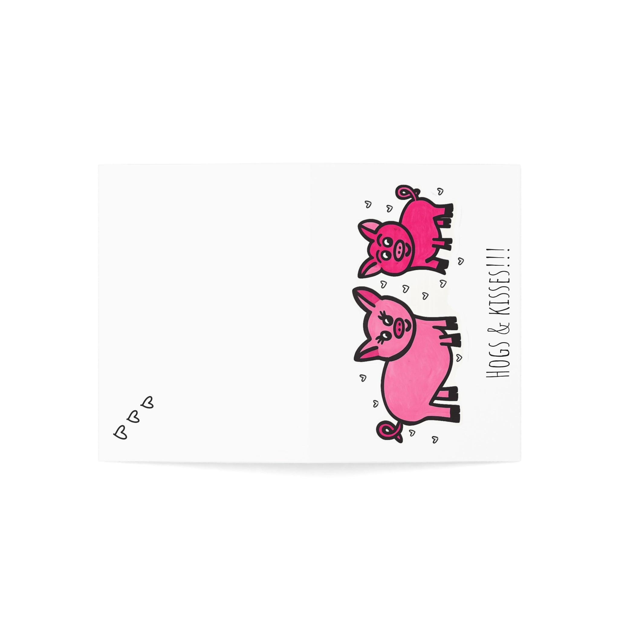 Hand-Drawn Hogs & Kisses Pig Illustration Greeting Card