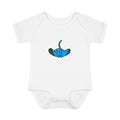 Hand-Drawn Blue Cartoon Stingray Infant Bodysuit | Cute Sea Animal Baby Onesie