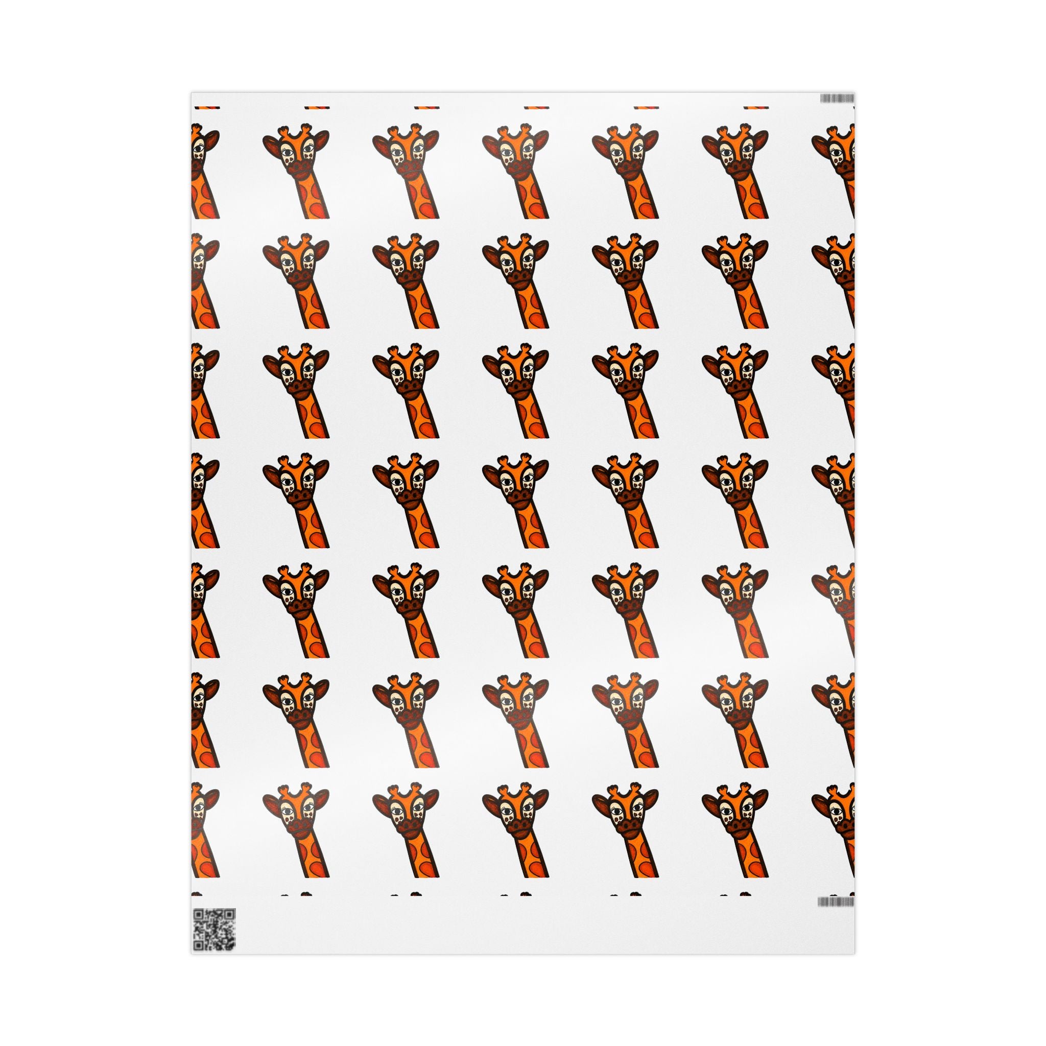 Hand-Drawn Peeking Giraffe Wrapping Paper | Animal Pattern Gift Wrap