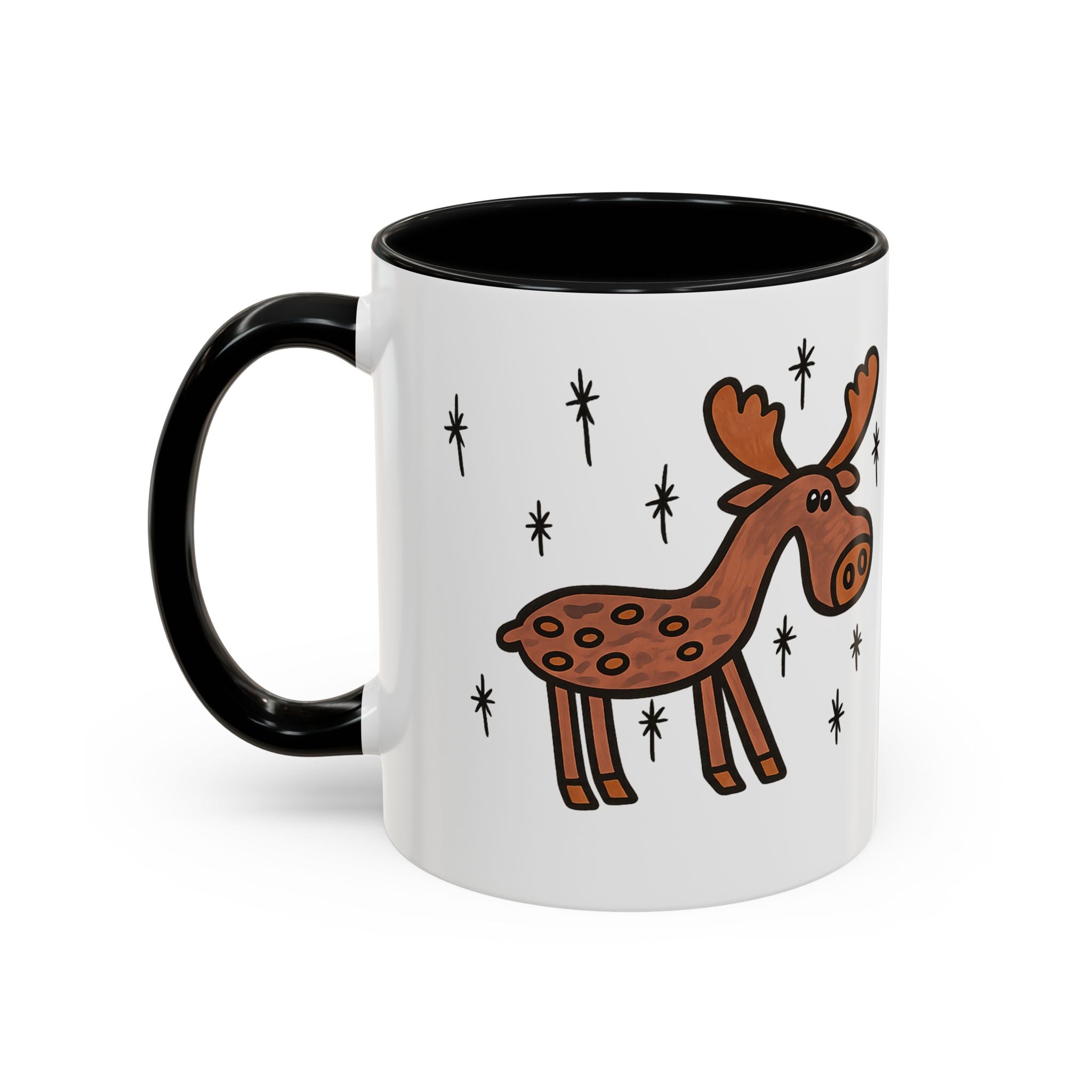 Hand-Drawn Retro Woodland Moose Mug | Accent Coffee Mug 11oz 15oz