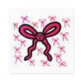 Hand-Drawn Pink Bow Character Square Sticker | Indoor Outdoor Vinyl Sticker
