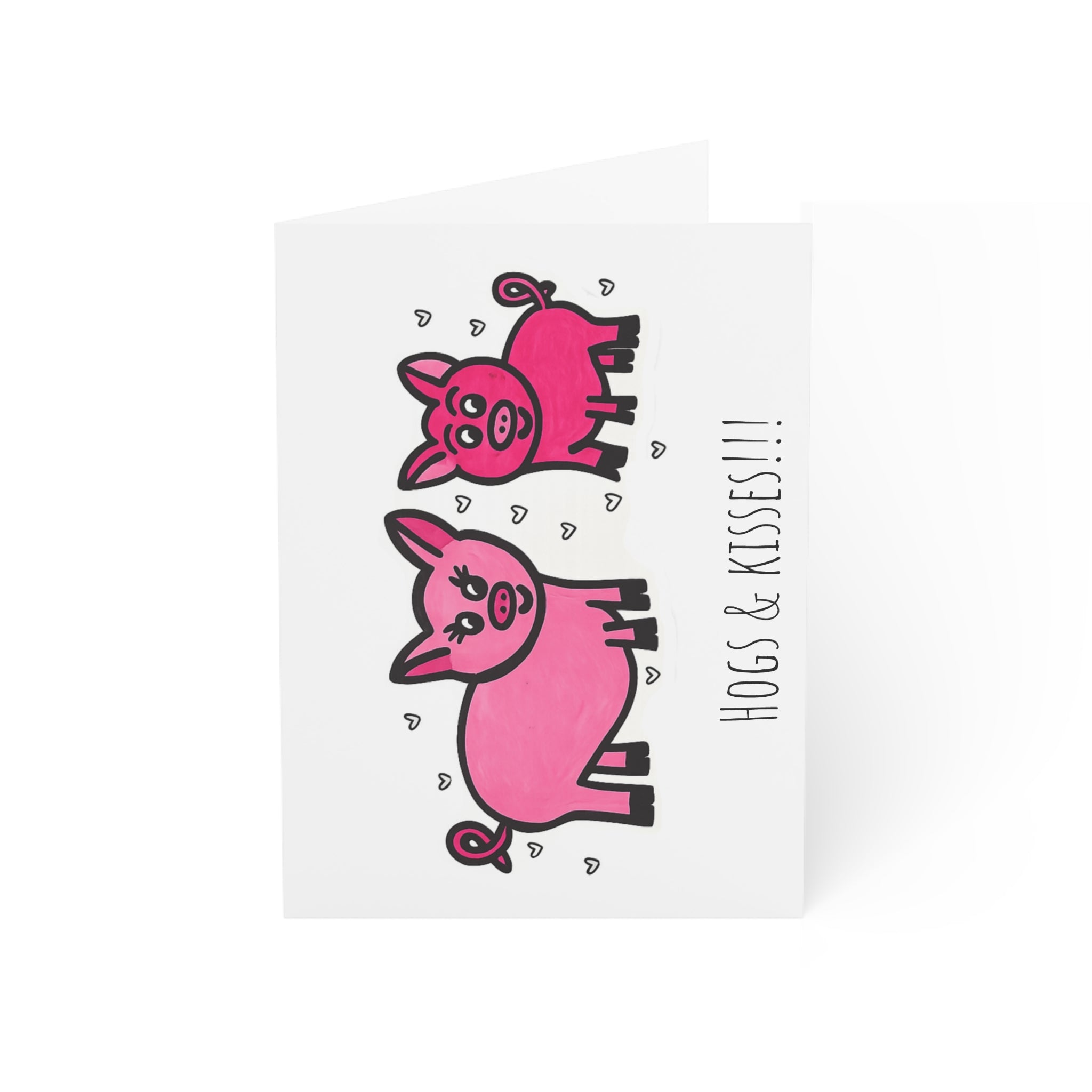 Hand-Drawn Hogs & Kisses Pig Illustration Greeting Card