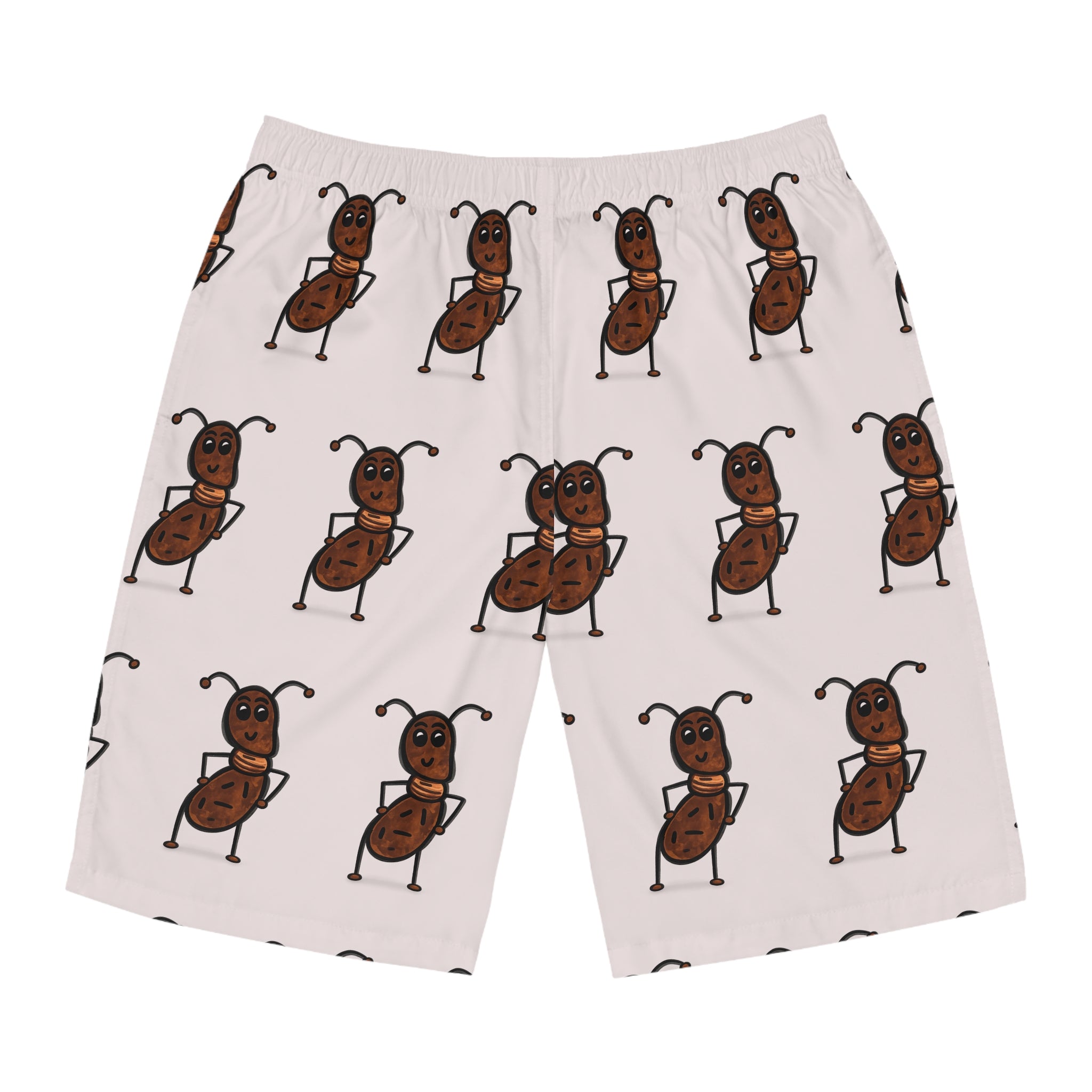 Hand-Drawn Dancing Ant Pattern Board Shorts | All-Over Print