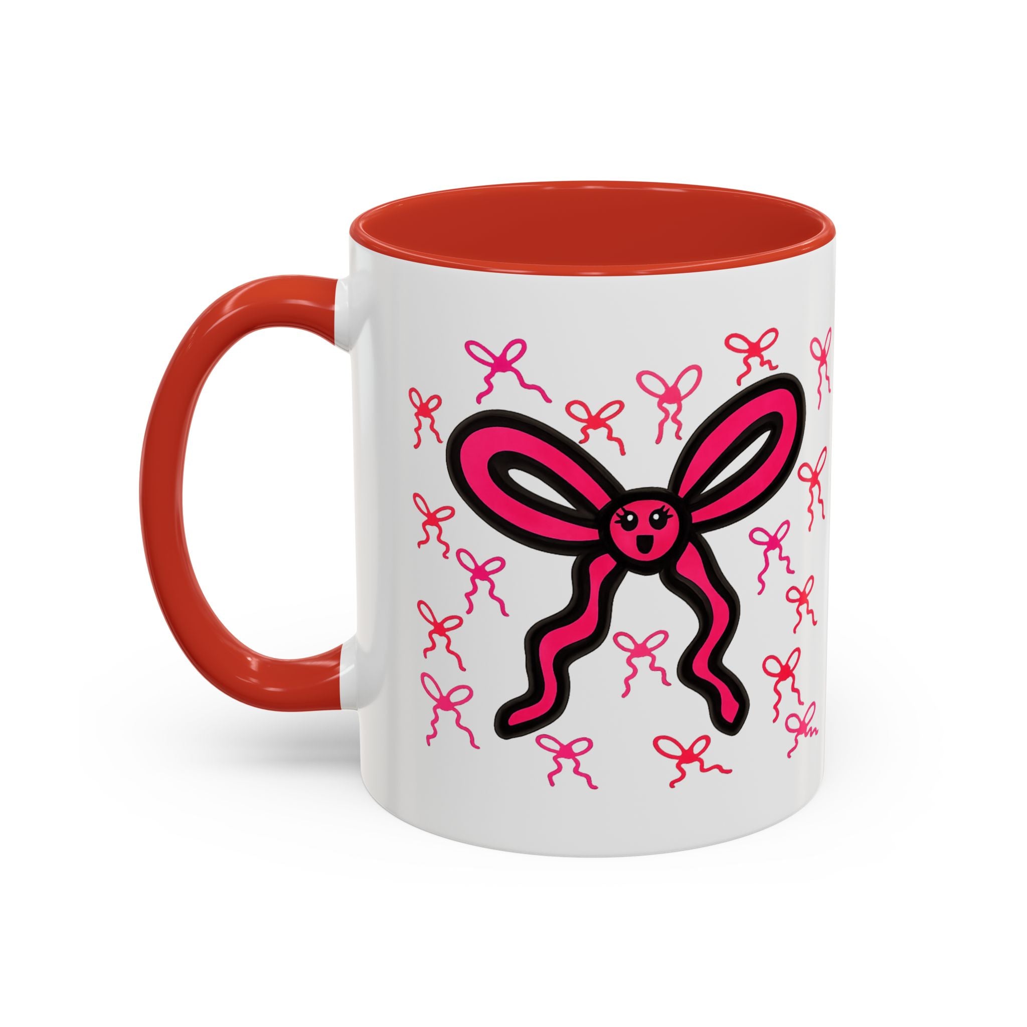 Hand-Drawn Pink Bow Bunny Mug | Accent Coffee Mug