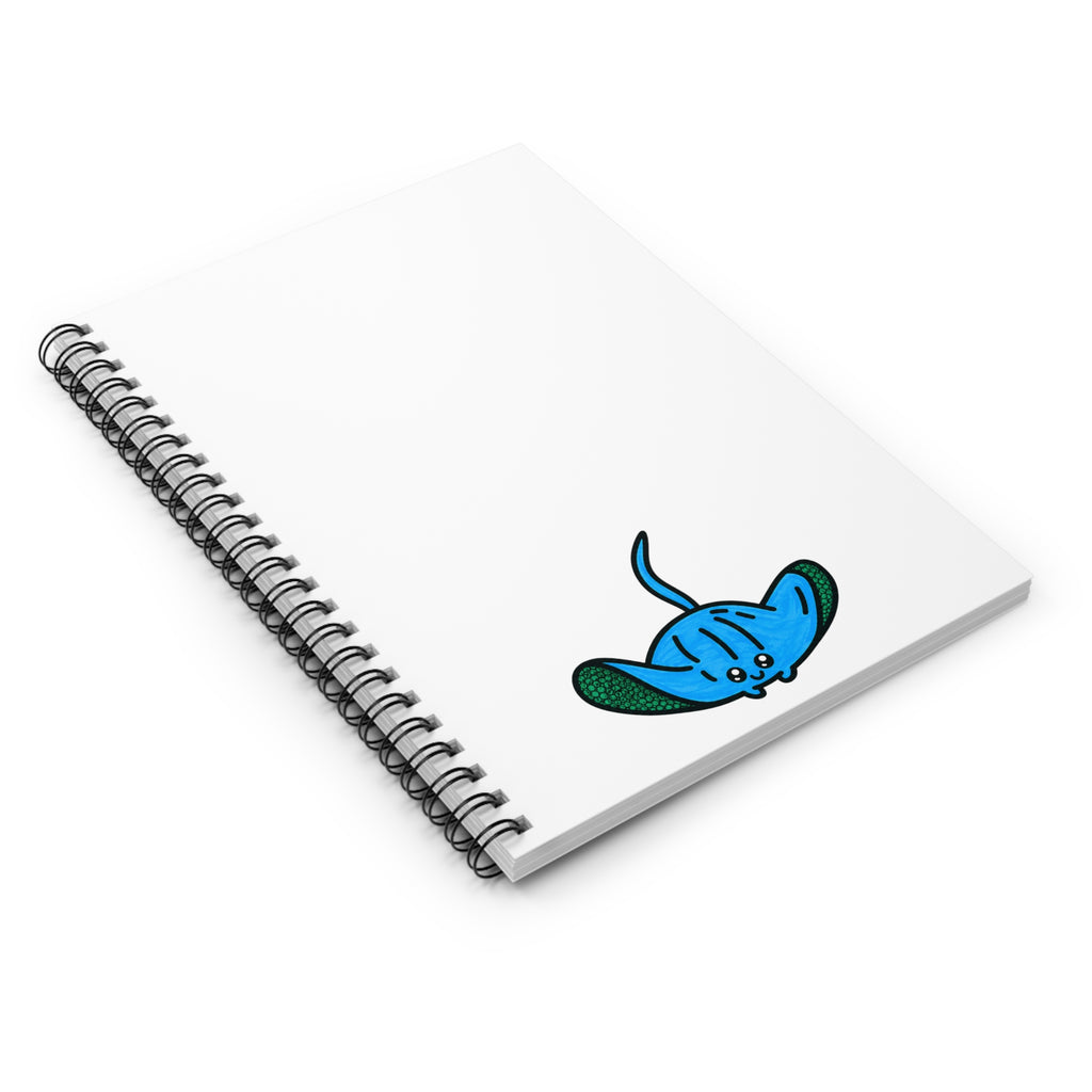 Hand-Drawn Blue Stingray Illustration Spiral Notebook | Ruled Line