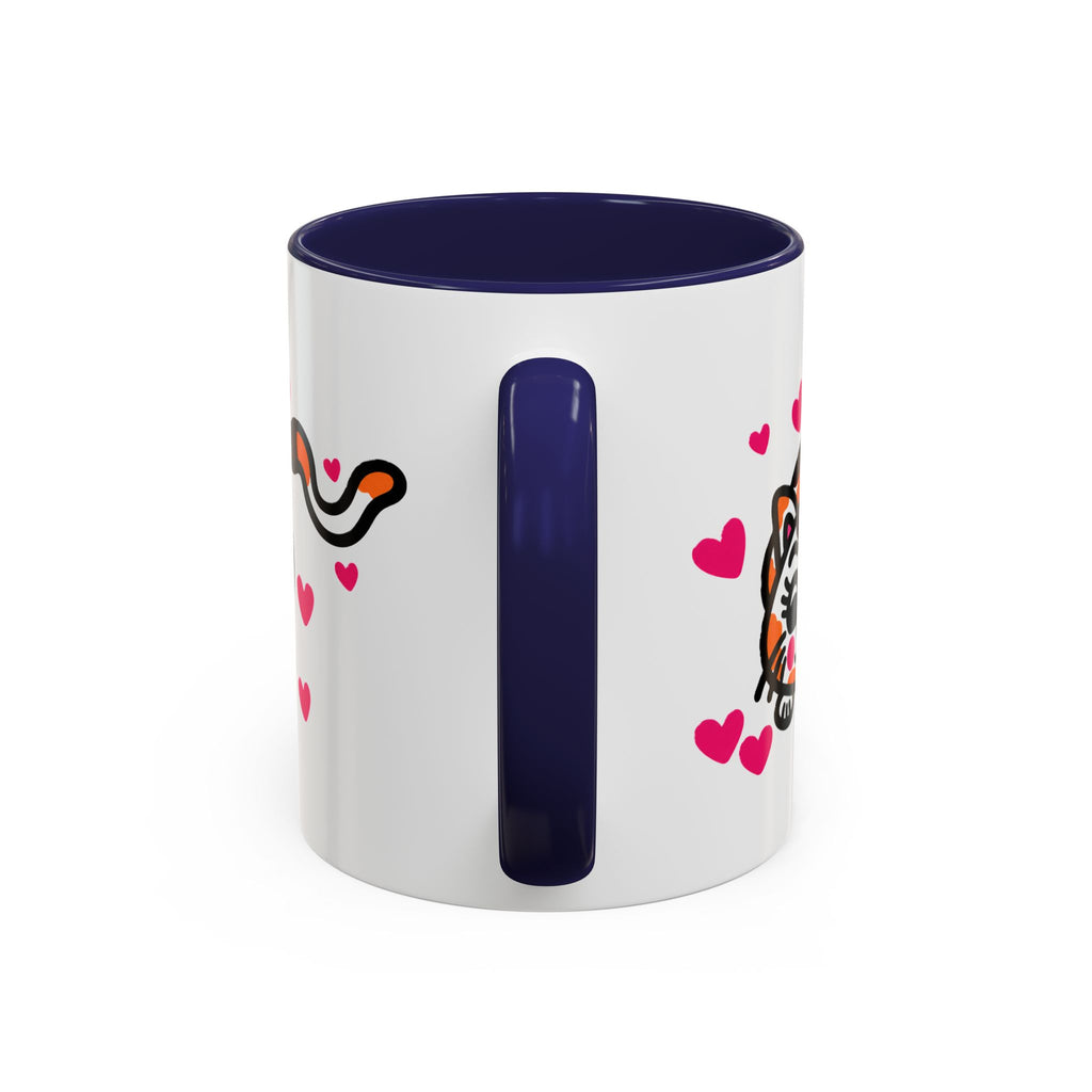 Hand-Drawn Calico Cat with Pink Hearts Mug | Accent Coffee Mug 11oz 15oz