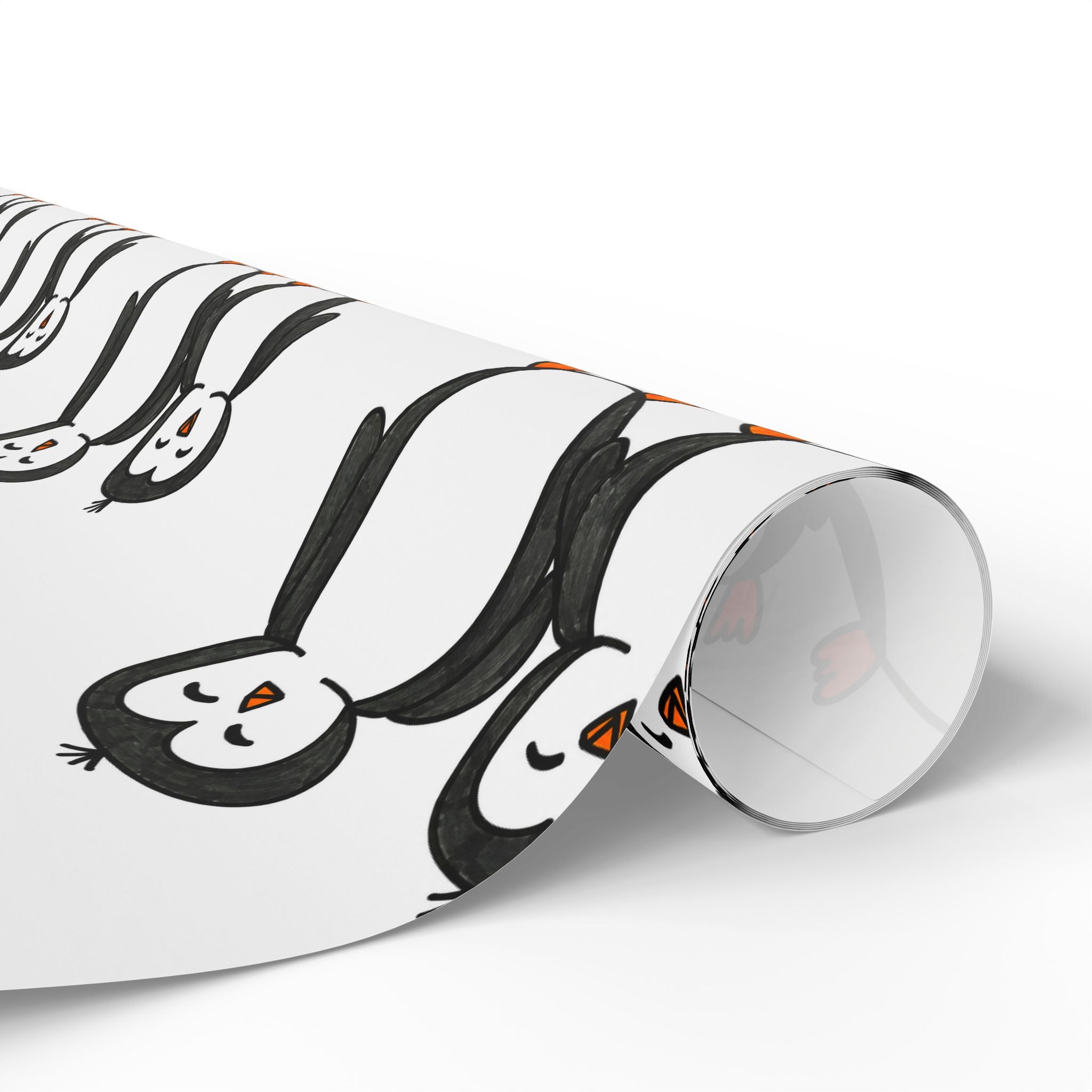 Hand-Drawn Penguin Pattern Wrapping Paper | Cute Penguin Family Gift Wrap