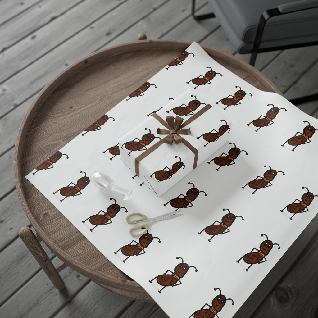 Hand-Drawn Dancing Ant Chestnut Wrapping Paper | Holiday Food Pattern