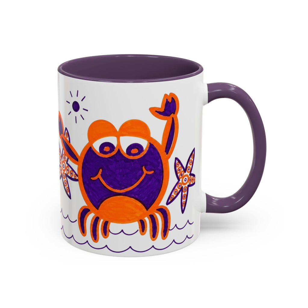 Hand-Drawn Playful Purple Orange Crab mug | Accent Coffee Mug