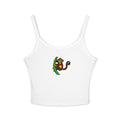 Hand-Drawn Brown Monkey Climbing on a Vine | Women's Spaghetti Strap Tank Top | Jungle Animal Design