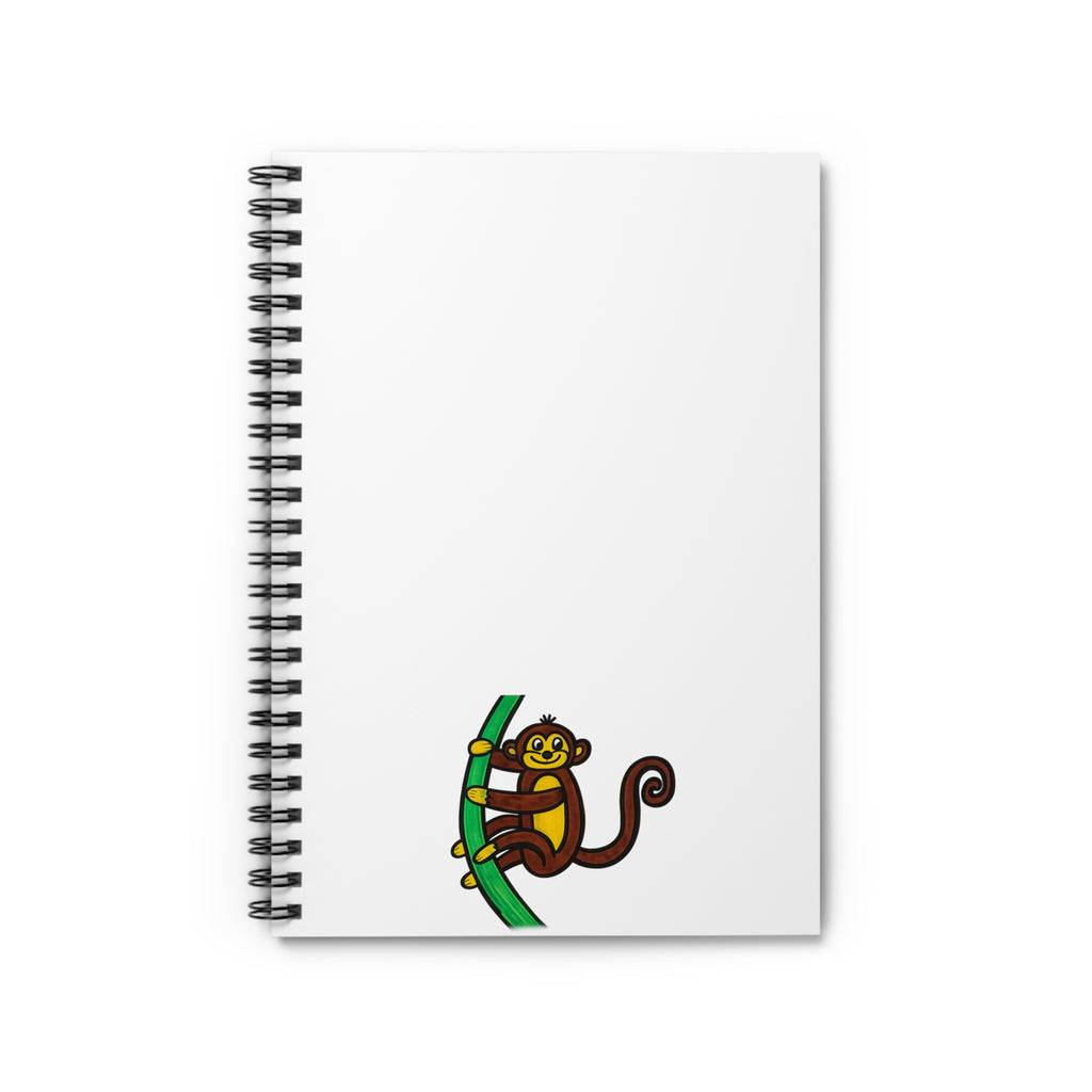 Hand-Drawn Cute Climbing Monkey Spiral Notebook | Ruled Journal