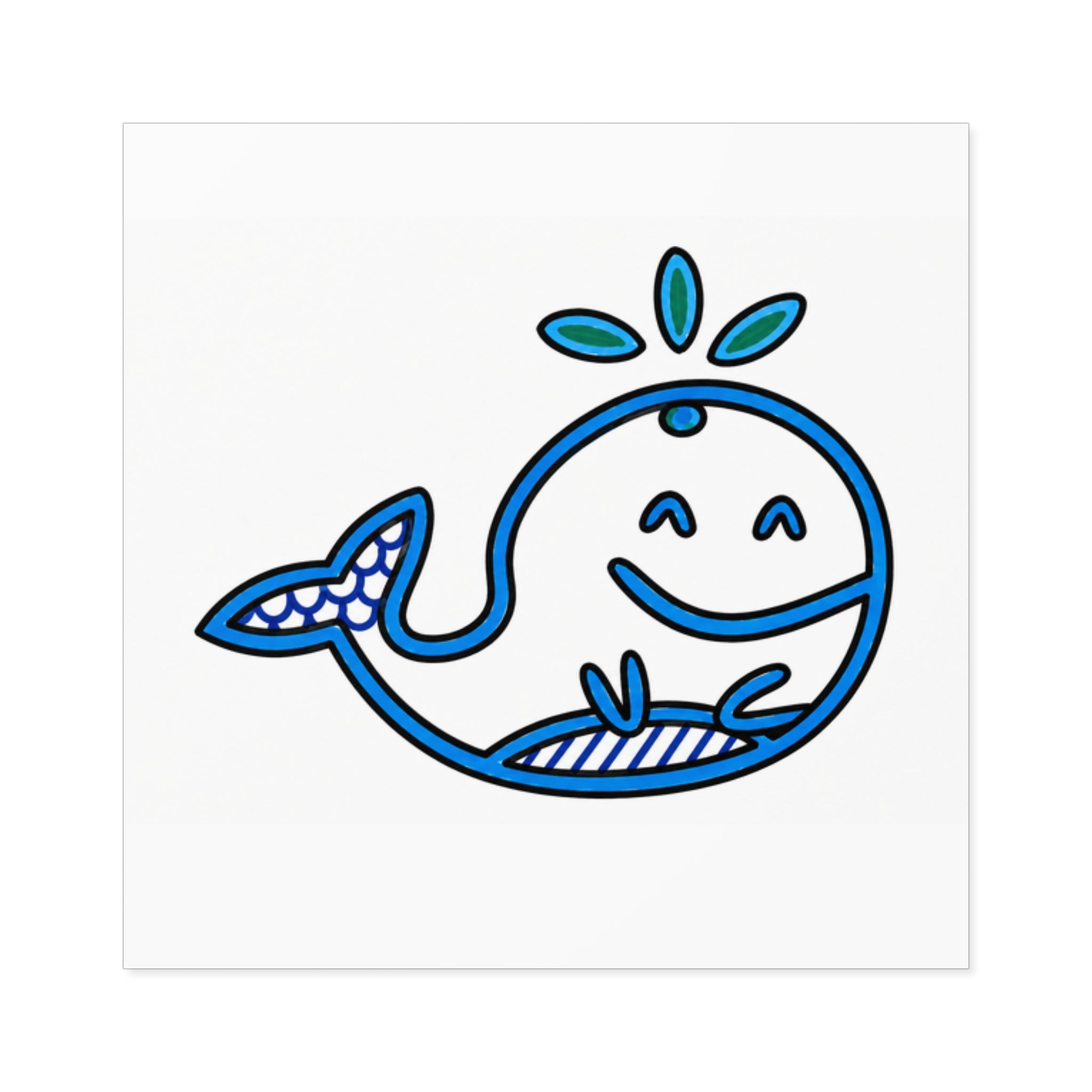 Cute Whale Sticker, Hand Drawn Ocean Vinyl Sticker, Whimsical Coastal Whale Decal, Cute Sea Life Sticker