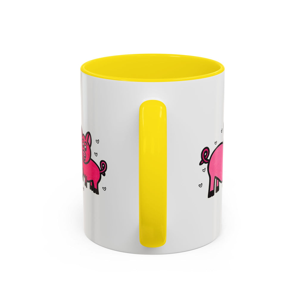 Hand-Drawn Pink Pig Pattern Mug | Accent Coffee Mug 11oz 15oz