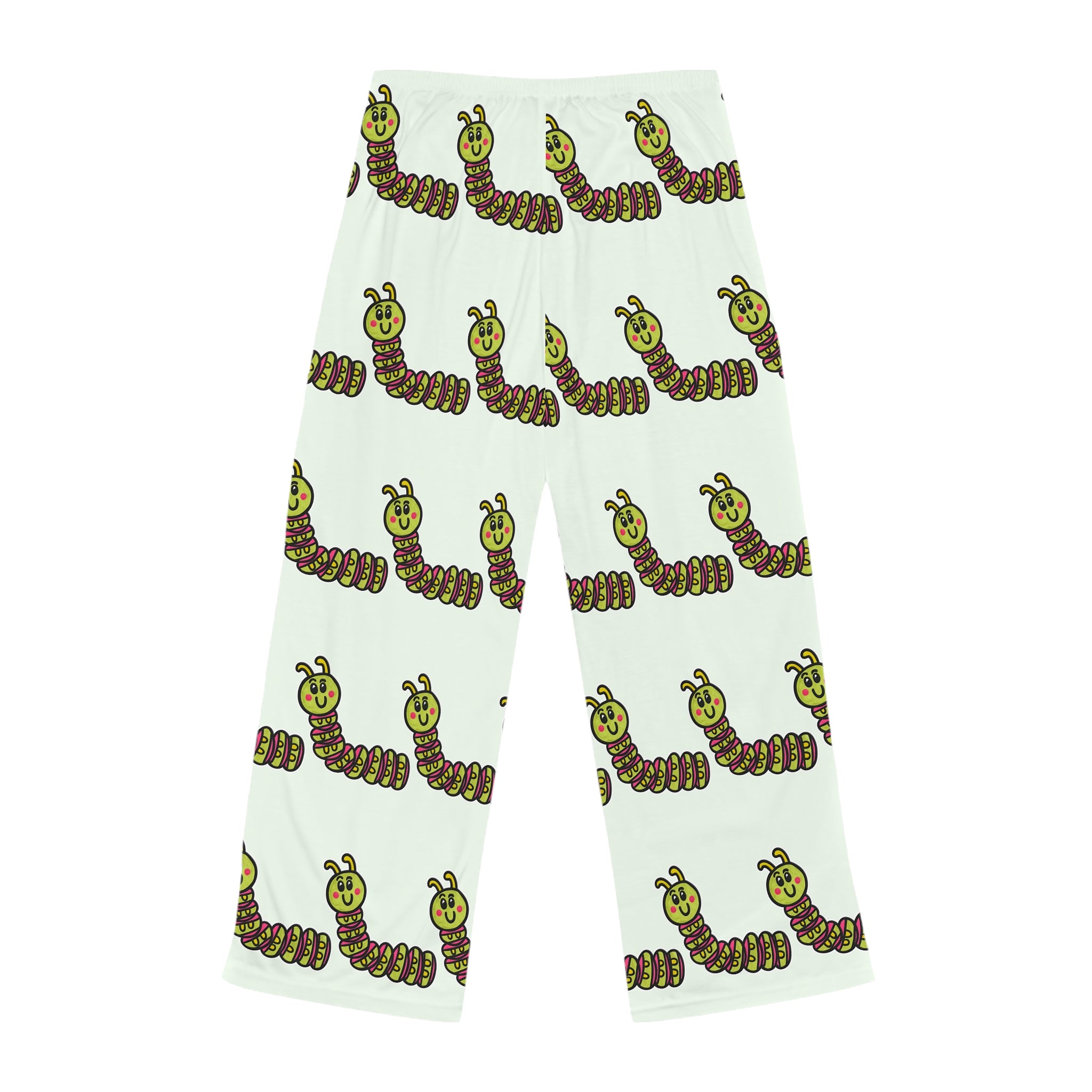 Hand-Drawn Cute Cartoon Caterpillar Pajama Pants | All-Over Print