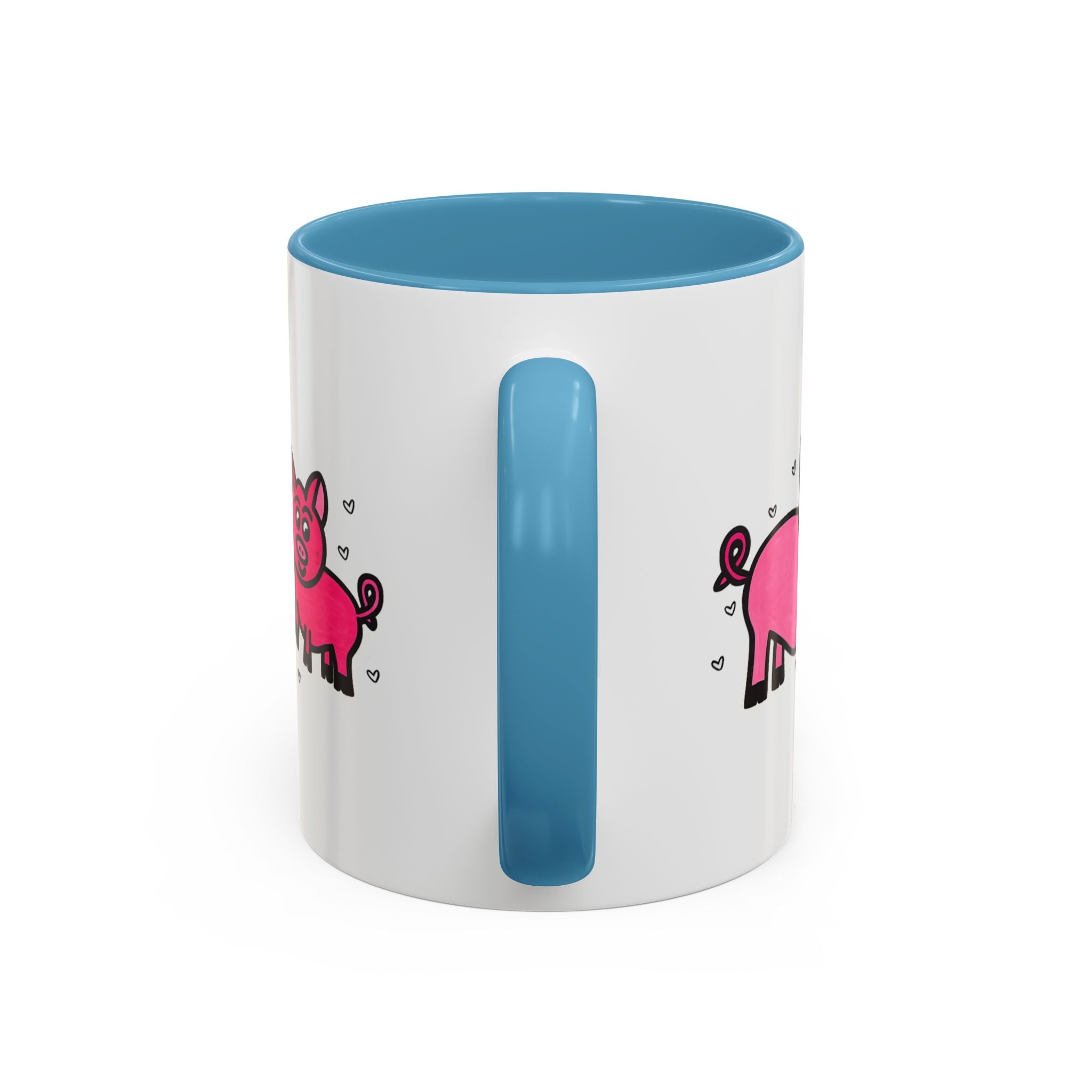 Hand-Drawn Pink Pig Pattern Mug | Accent Coffee Mug 11oz 15oz