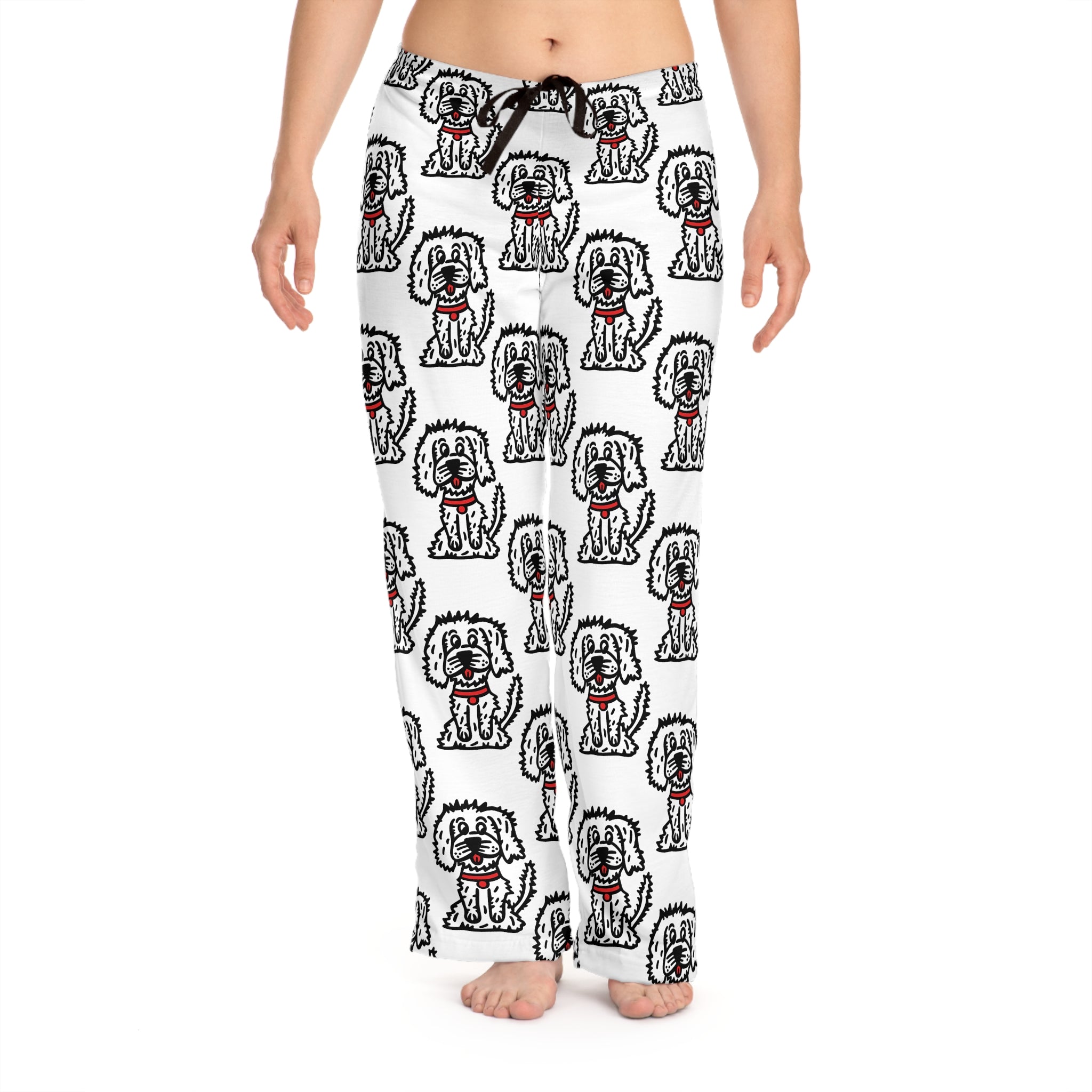 Hand-Drawn Puppy Pattern Pajama Pants | Cute Dog All-Over Print