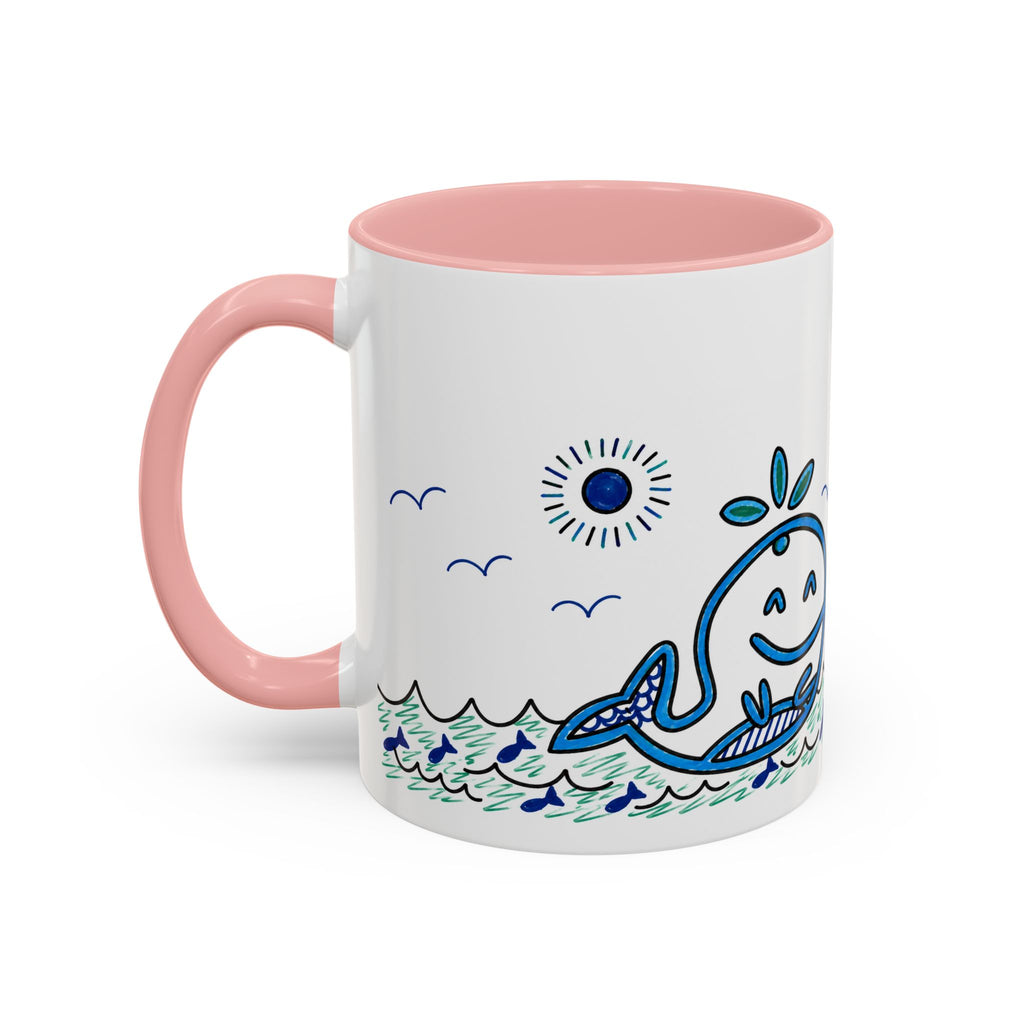 Hand-Drawn Smiling Whale Ocean Mug | Accent Coffee Mug 11oz 15oz