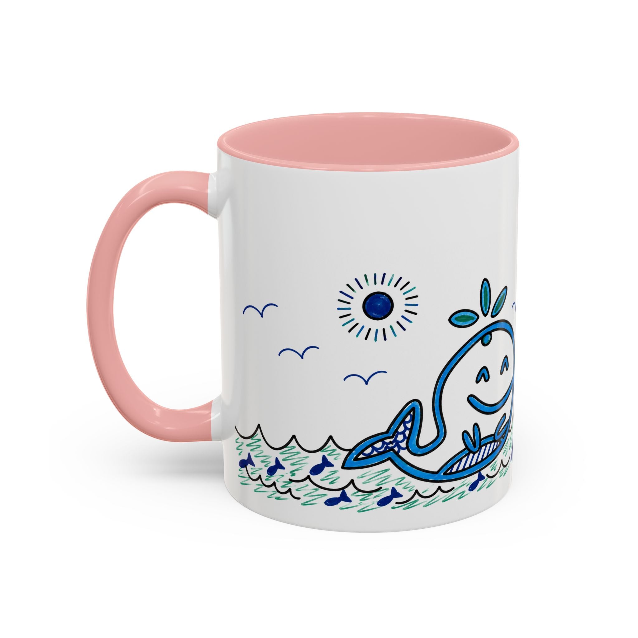 Hand-Drawn Smiling Whale Ocean Mug | Accent Coffee Mug 11oz 15oz