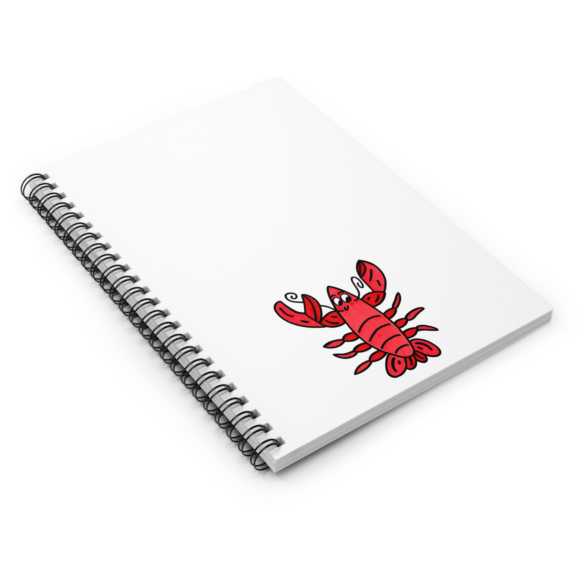 Hand-Drawn Red Lobster Illustration Notebook | Spiral Ruled Journal
