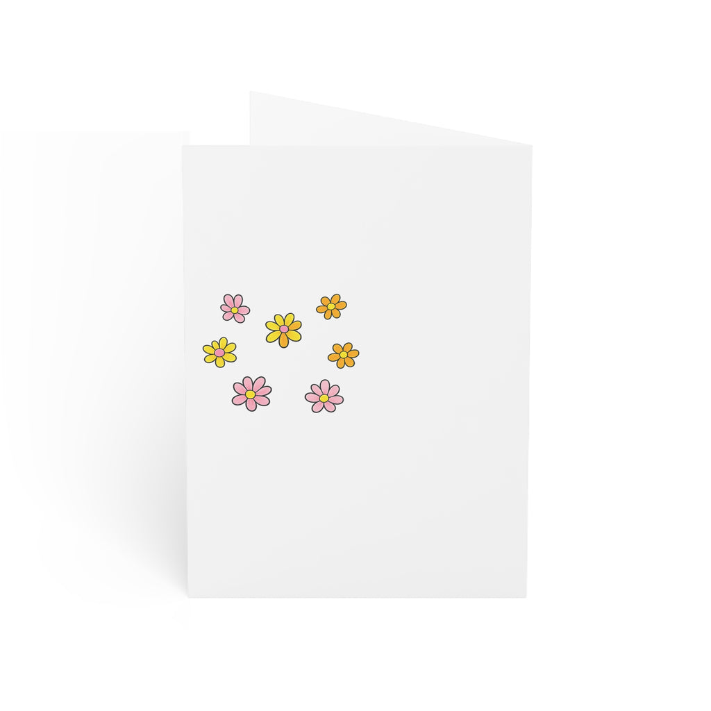 Hand-Drawn Watching You Bloom floral greeting cards | hand-drawn pink orange yellow flowers