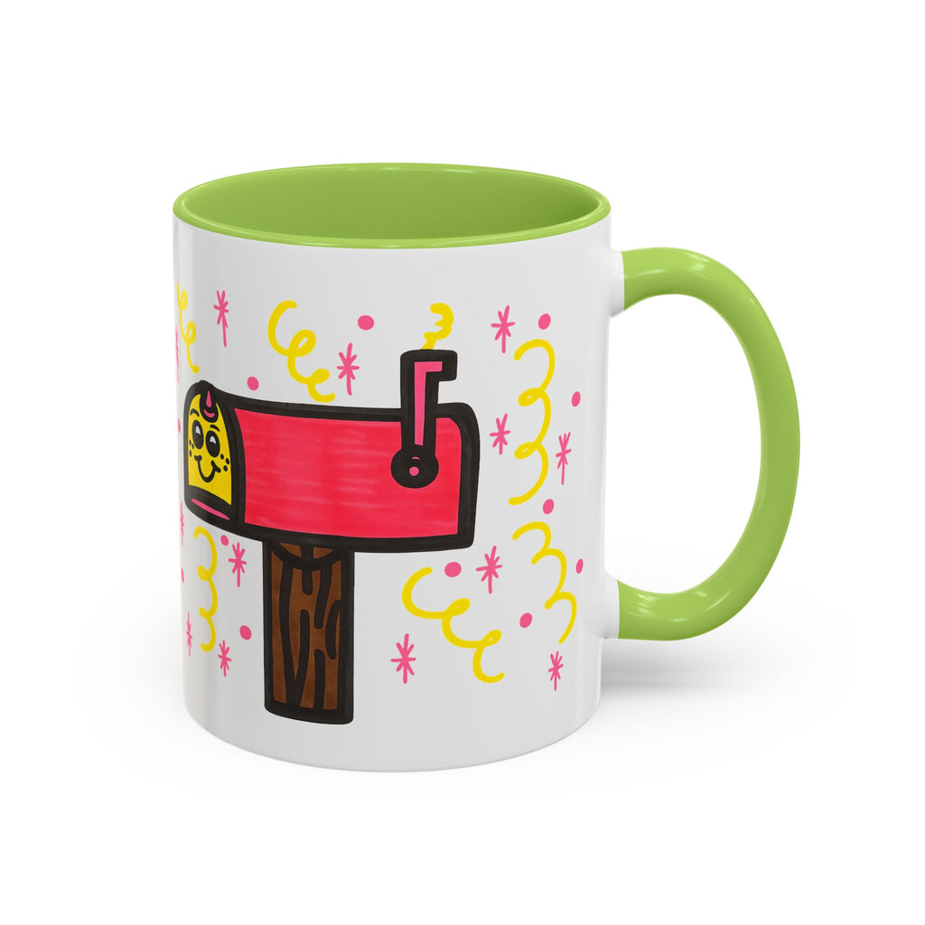 Hand-Drawn Cute Smiling Mailbox Mug | Accent Coffee Mug