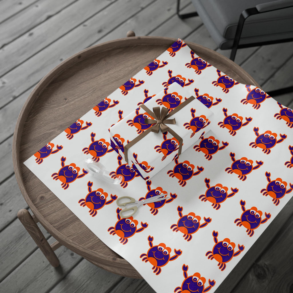 Hand-Drawn Crab Pattern Wrapping Paper | Nautical Beach Birthday Wrap
