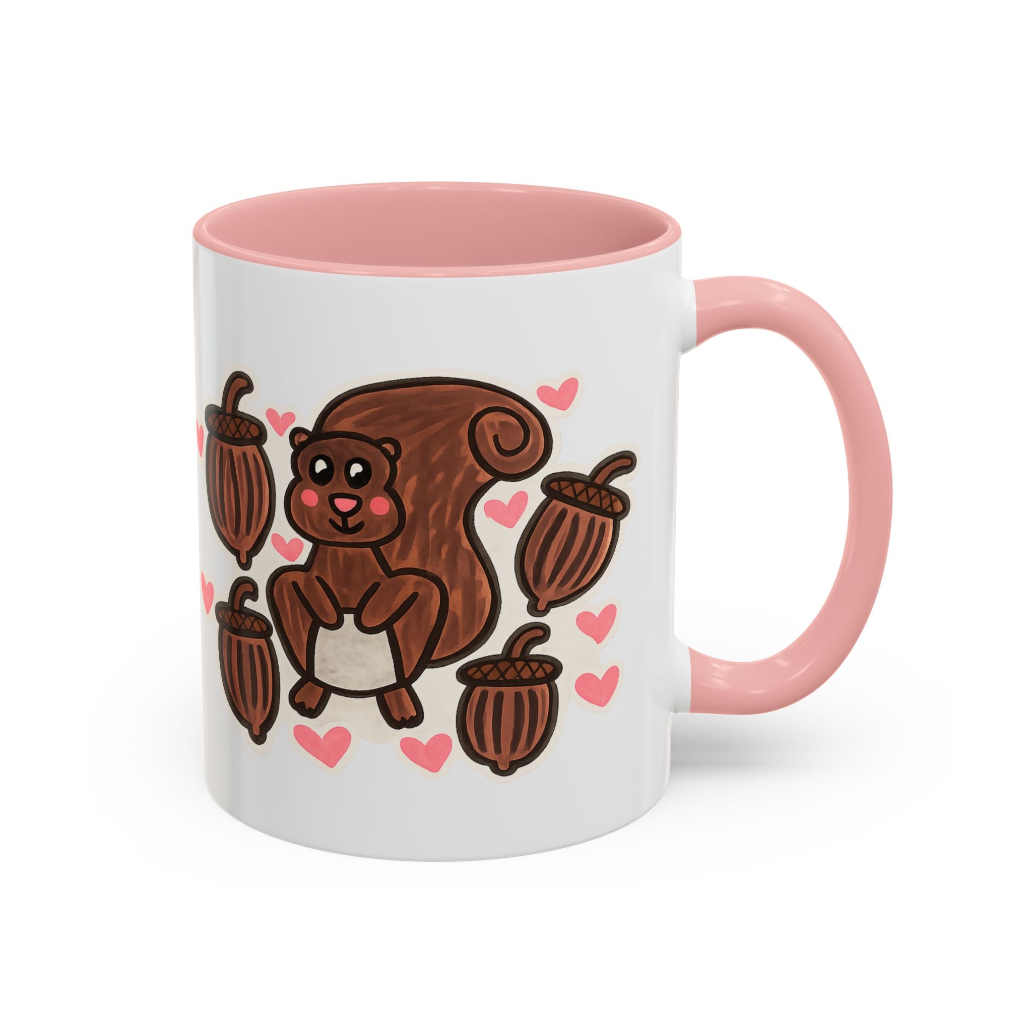 Hand-Drawn Cute Squirrel with Acorns Mug | Accent Coffee Mug